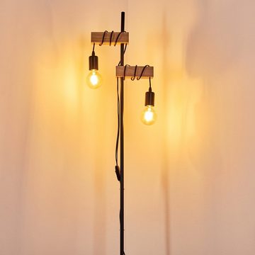hofstein Stehlampe Vintage Steh Boden Stand Lampen schwarz/Holz Loft Wohn Schlaf Zimmer
