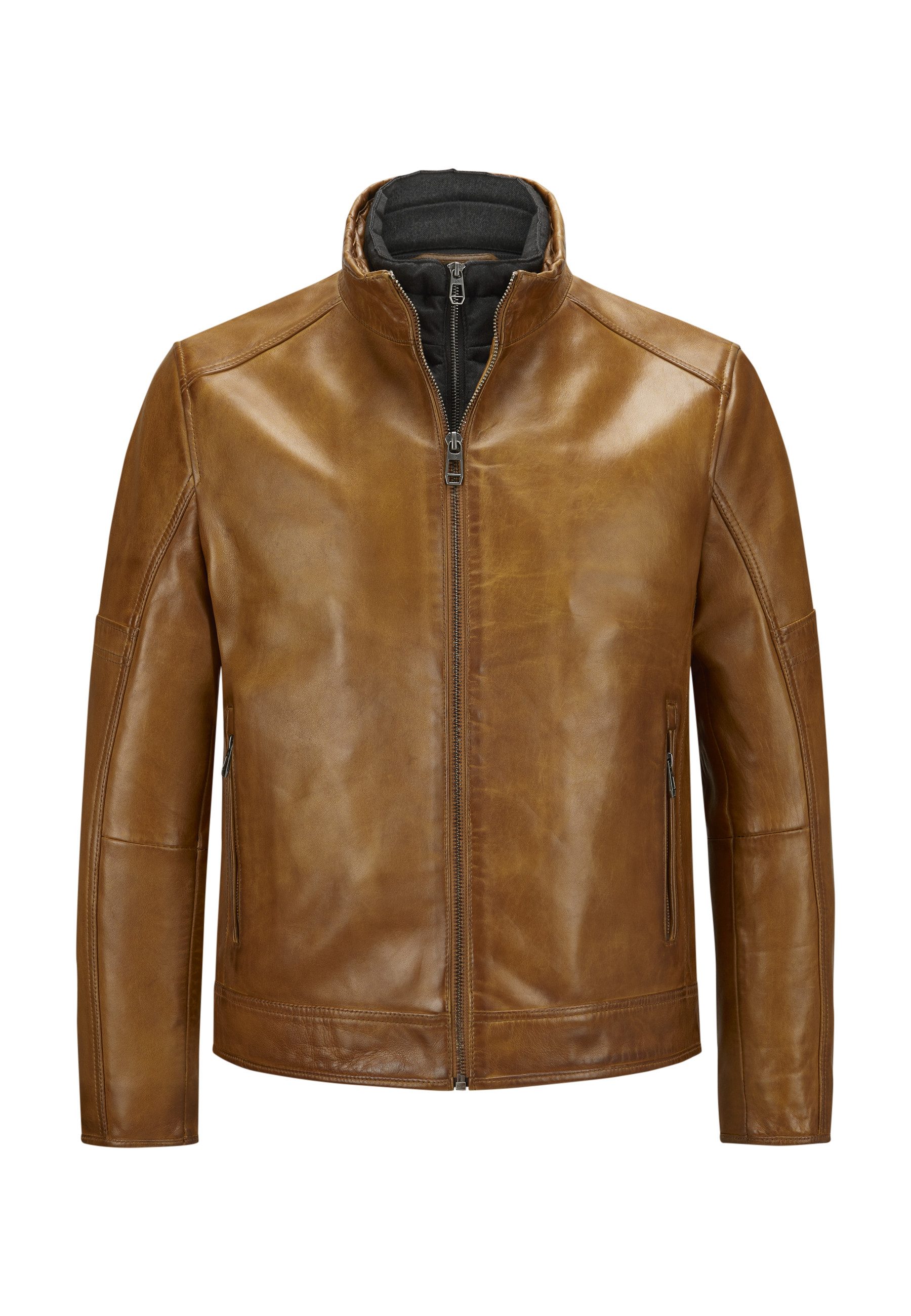 Lederjacke MSBender Herren Bikerjacke Jacke Leder klassisch