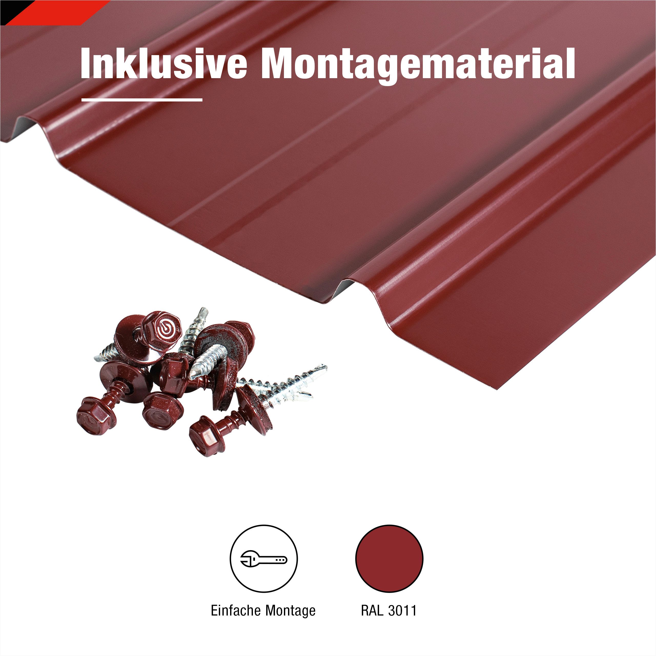 BRAVO Trapezblech, SMART Cover Set H12 Plus, 12 x Trapez-Abdeckblech 6,75 m², verzinkter Stahl lackiert, 1250x450x0,3 mm (12-St. inkl. Schrauben) Made in Germany