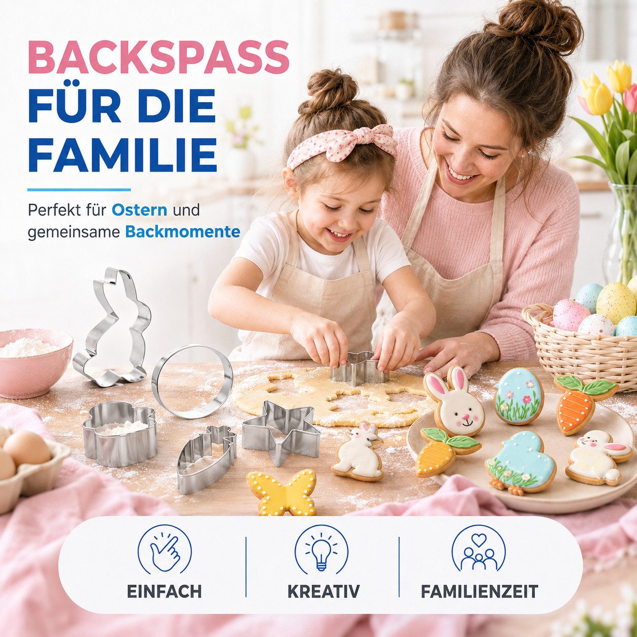 Hey!Easter® Ausstechform 16er Set Ausstechformen Ostern - Ausstecher Kekseausstecher Plätzchen, (Packung, 16-St., 16x Ausstechformen), Spühlmaschinfest