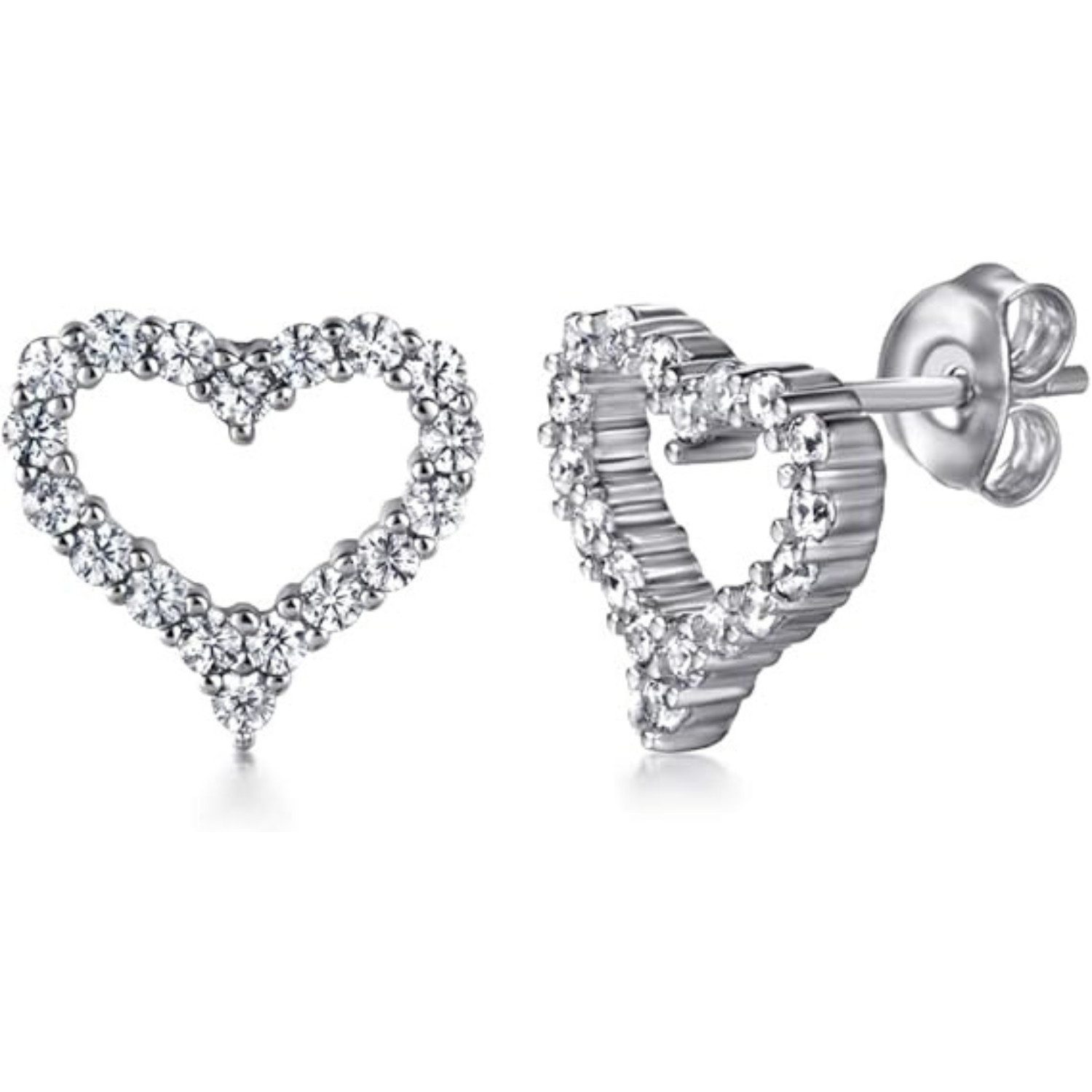 Lisandra Scott Ohrstecker-Set Damen Ohrstecker 925 Silber Herz mit Zirkonia Steinen für Frauen, Romantik zum Tragen – Hochwertige Herz-Ohrringe für den Alltag