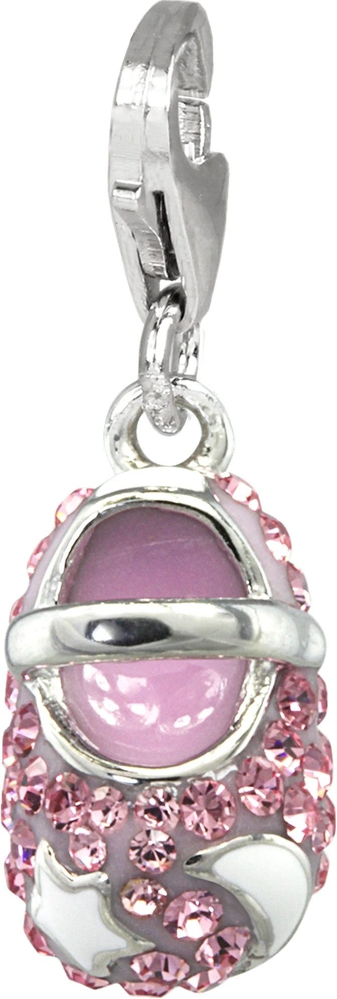SilberDream Charm-Einhänger SilberDream rosa Charm Babyschuh Zirkonia, Кулоныanhänger Babyschuh, 925 Sterling Silber, Farbe: rosa, weiß