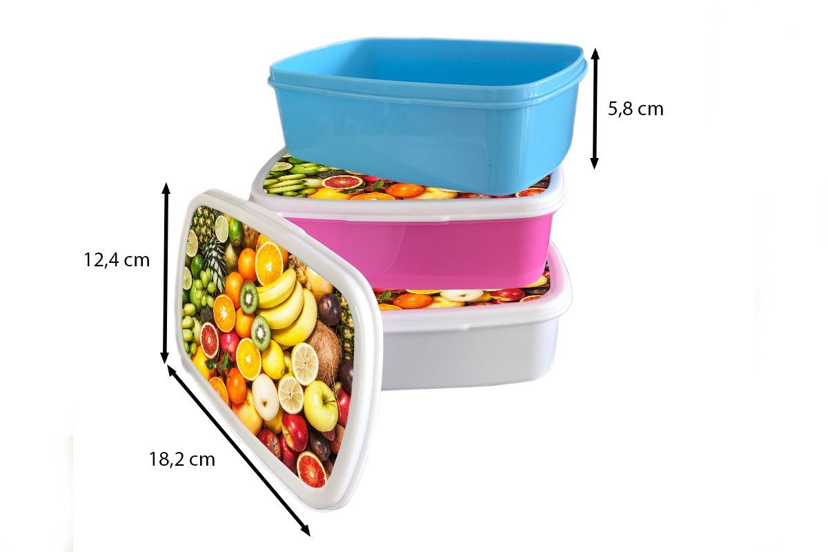 Kinder, - (2-tlg), Mädchen, Kunststoff Kiwi Brotdose rosa - Lunchbox Kunststoff, für Banane Erwachsene, Brotbox Snackbox, MuchoWow Obst,