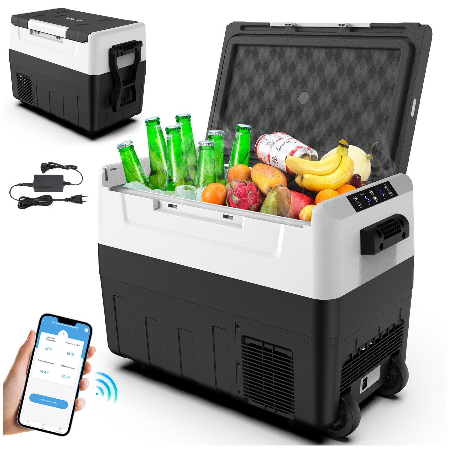 Elektrische Kühlbox Kompressor Kühlbox 2in1 Doppelzone mobiler Kühlschrank, Kühltruhe
