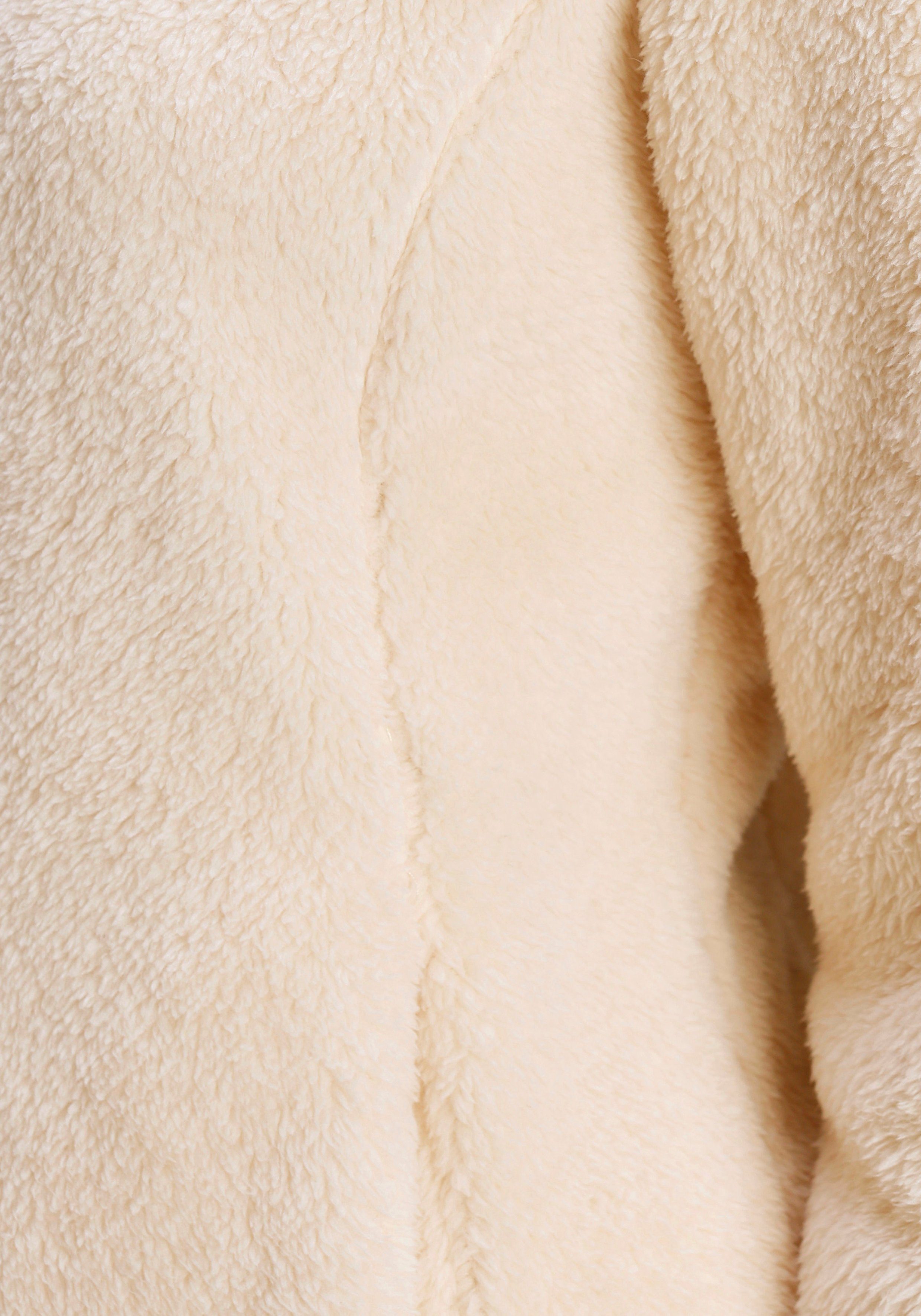 KangaROOS Sweatjacke aus flauschigem Teddy-Fleece beige