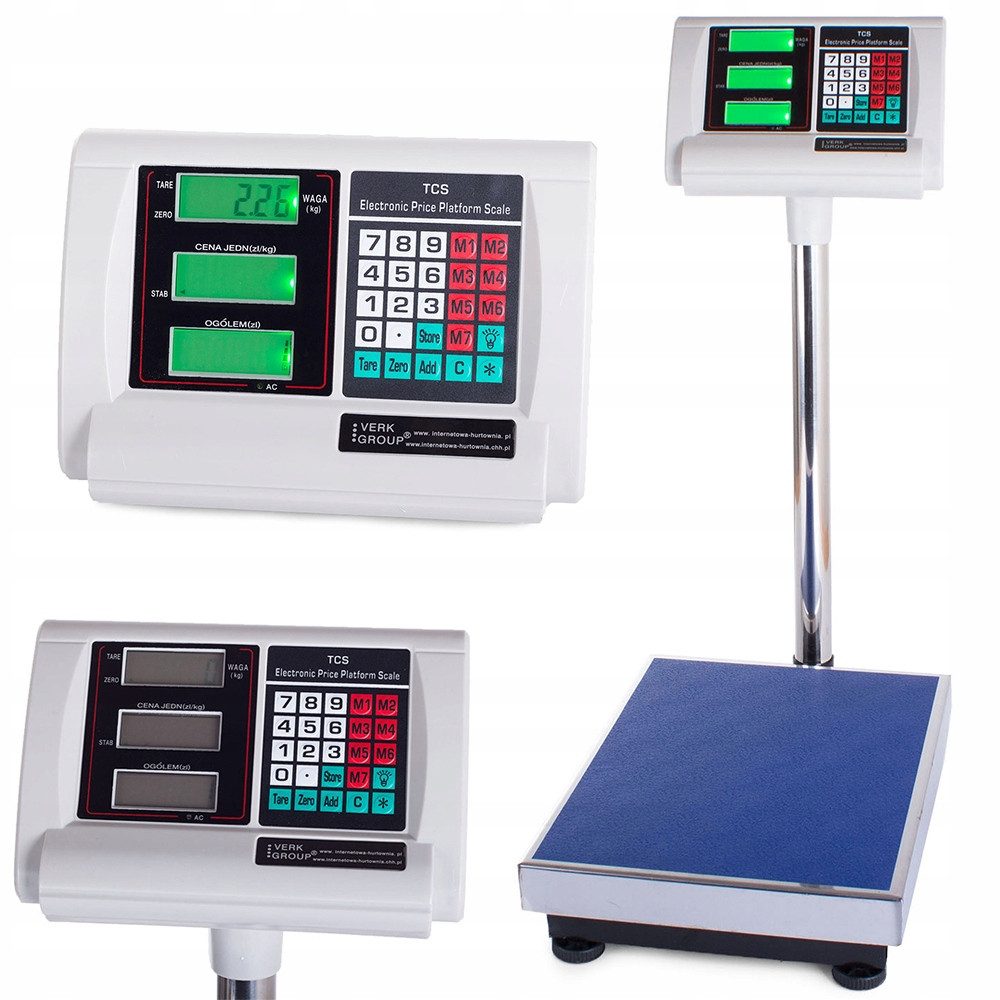 VERK GROUP Stützlastwaage Elektronische 100kg/20g LCD Plattformwaage mit Akku Robuste Paketwaage