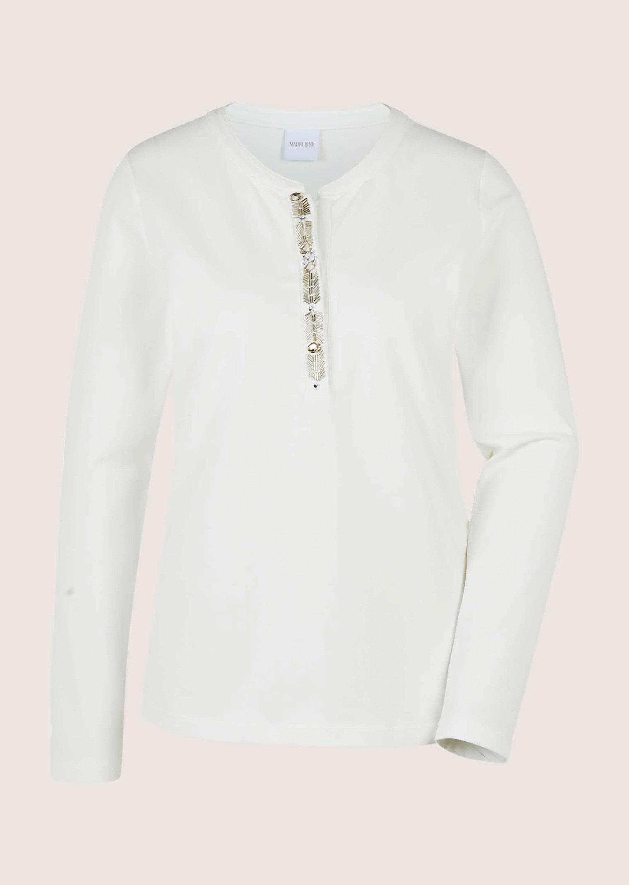 Langarmshirt Elegantes Shirt mit Schmucksteinen
