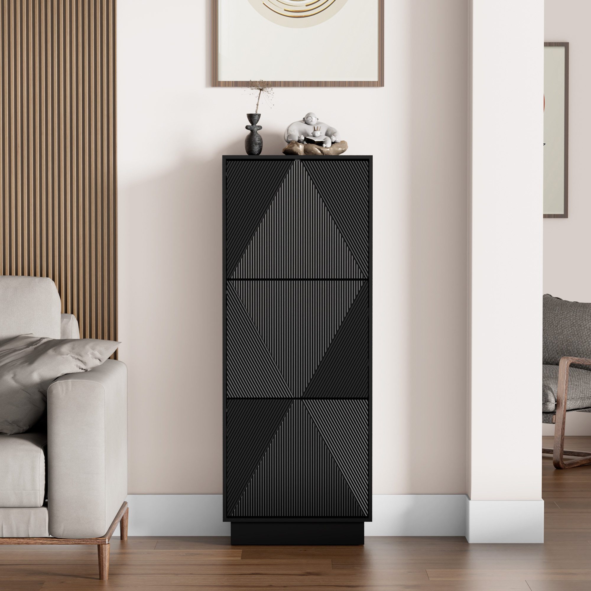 UEV Schuhschrank mit 3 Klappen Schuhregal hoch schmal (Schuhkommode,Anti-Ki günstig online kaufen