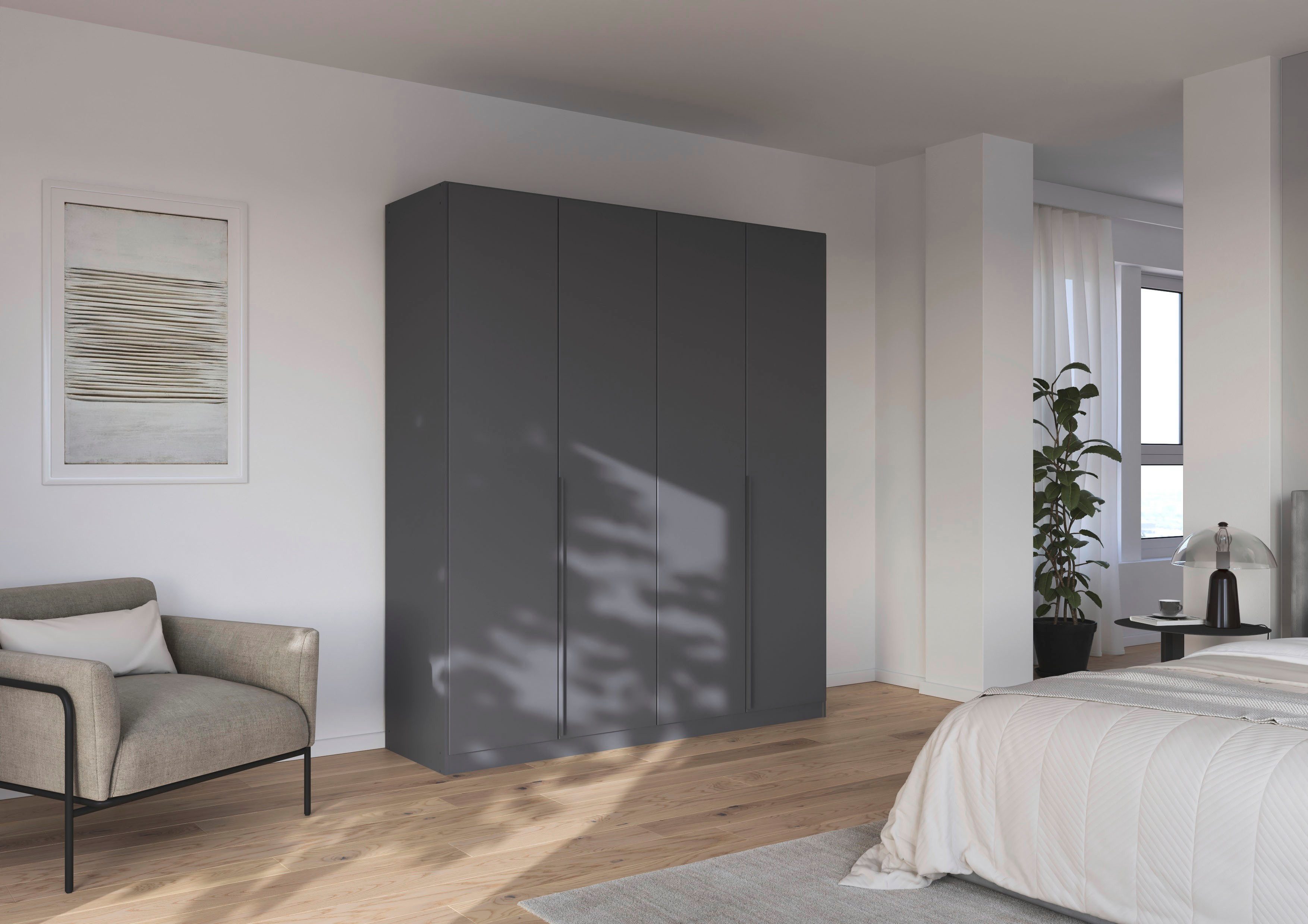 OTTO home Drehtürenschrank Kleiderschrank Schrank Garderobe AGORDO Schlafzimmer (in zwei Griff-Farben, Breiten 91-405 cm, Dekor- oder Hochglanzfront) durchdachte Innenausstattung, in 8 Breiten und 2 Höhen MADE IN GERMANY