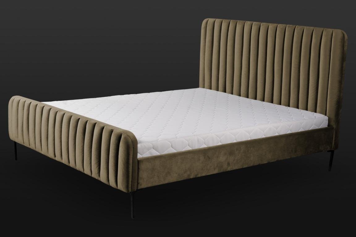 elegant Doppelschlafzimmer JVmoebel Holzmöbel Design Bett Stoff Möbel Grünes