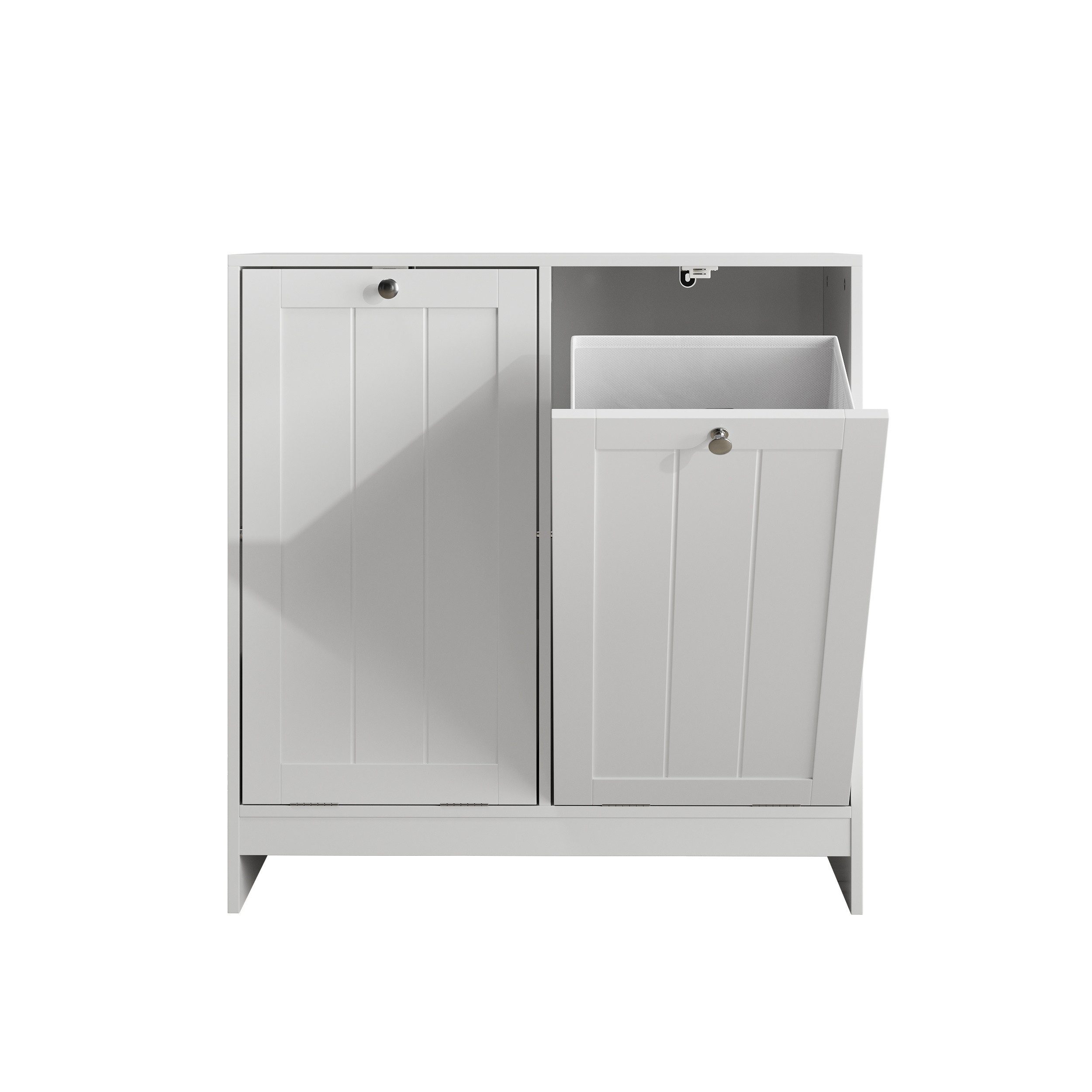 i@home Badkommode Wäscheschrank 2 Fächer Weiß kippbar (Wäschekorb mit herausnehmbaren Stoffkörben & Griffen, 1 St., versteckter Wäschekorb), platzsparender Wäsc – Bild 2 von 5