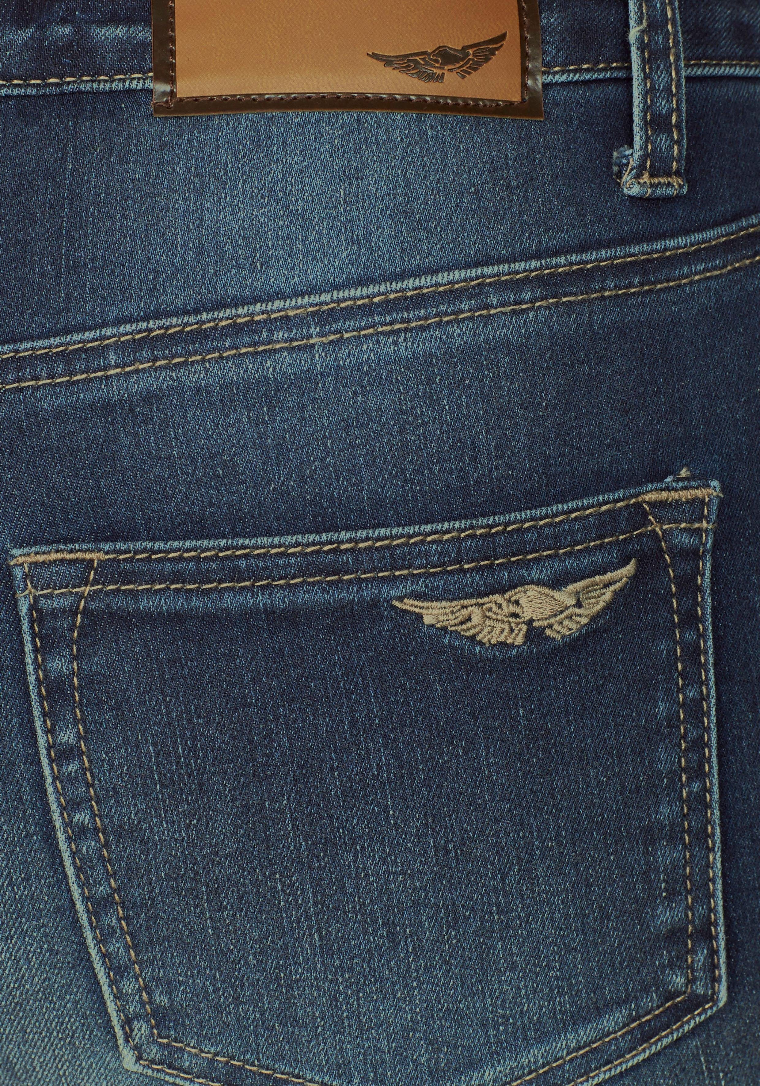 Arizona Bootcut-Jeans Baby Bootcut leicht ausgestelltes Bein, hohe Leibhöhe