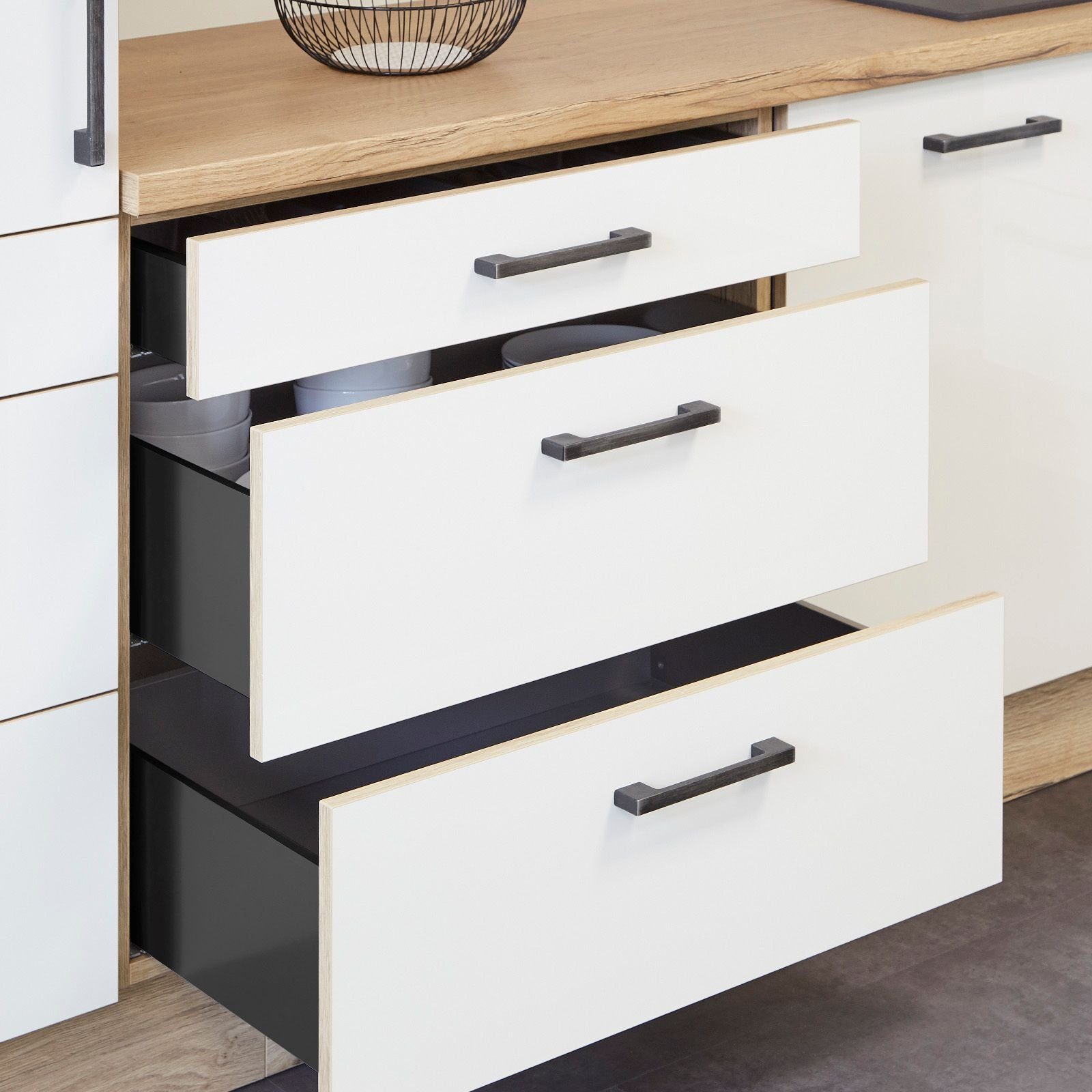 SO-TECH® Schubkasten Schubladensystem JUNKER SLIM anthrazit H: 84 mm bis 40 kg be, SoftClose, mit 13 mm schlanken Schubladenzargen, Nennlänge 450 mm