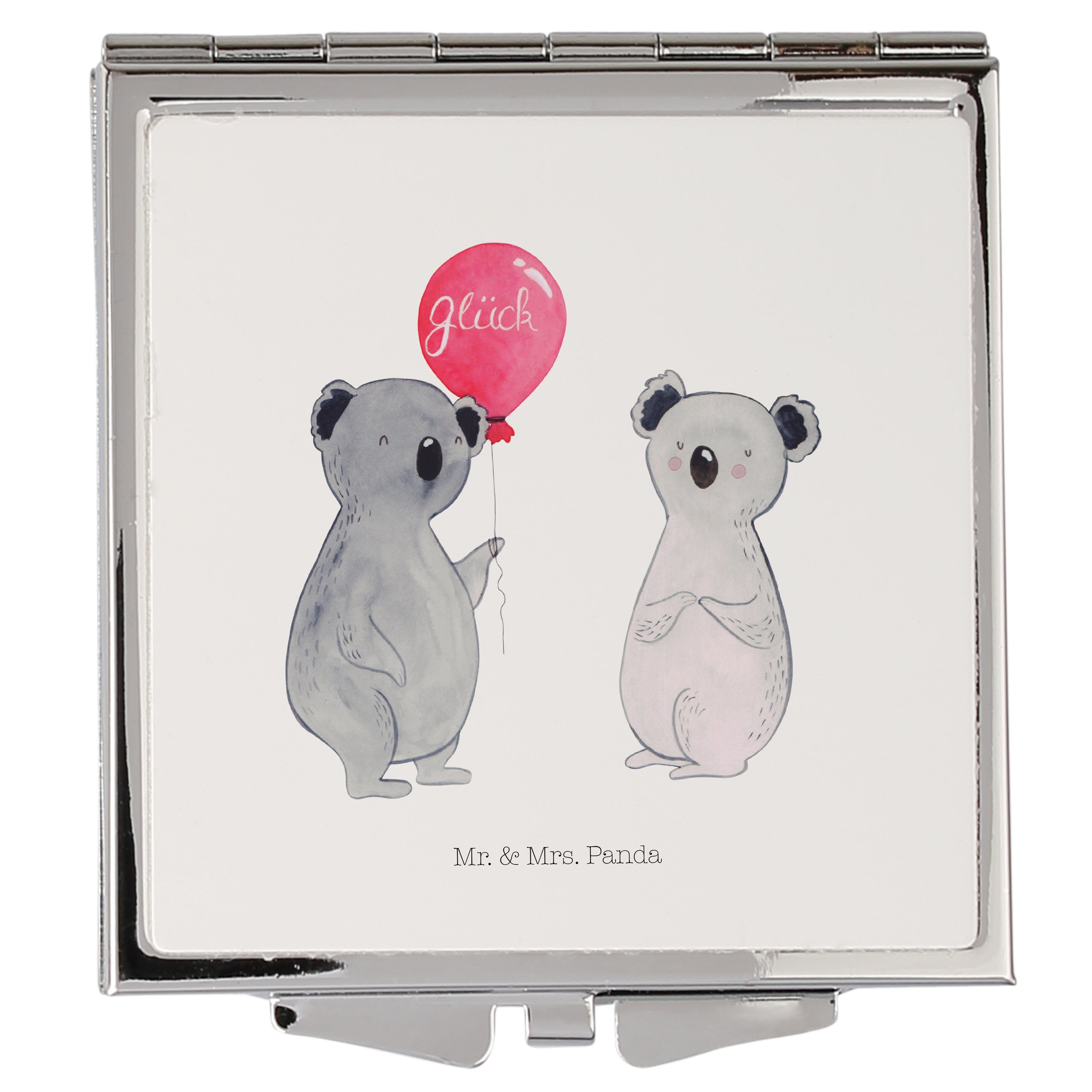 schminken Mrs. (1-St) silber, Weiß - & Quadrat, Geschenk, Panda - Kosmetikspiegel Luftballon Party, Koala Mr.