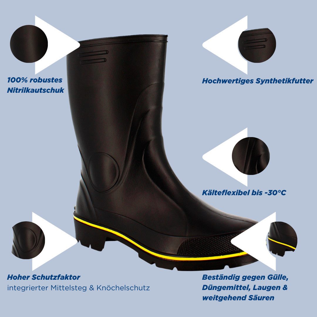 SCHEIBLER WORKWEAR Nitril Regenstiefel Halbhoch Gummistiefel günstig online kaufen
