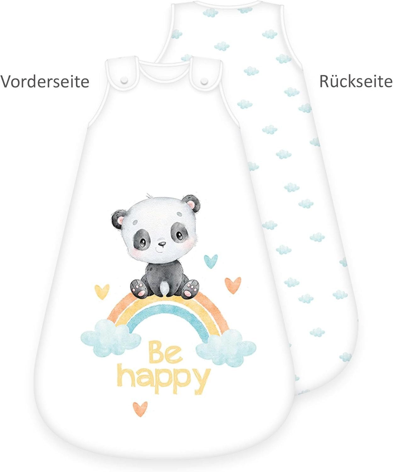 Herding Babyschlafsack Herding Ganzjahres-Schlafsack für Babys Regenbogen Panda Baumwolle (1 tlg., 1 Baby-Schlafsack 70 x 45 cm), Langlebig