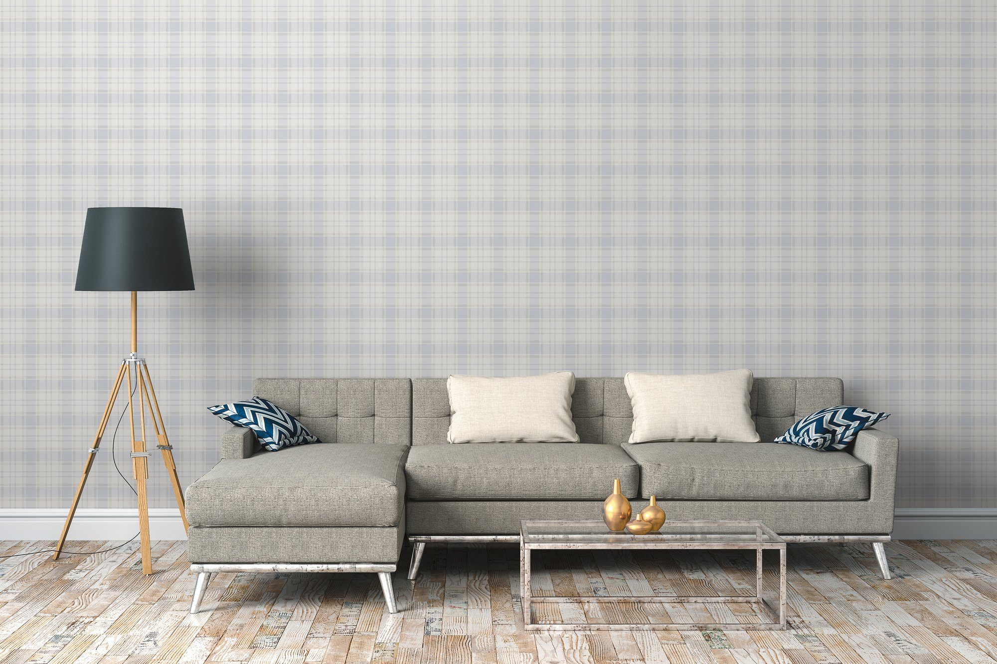A.S. Création Vliestapete Landhaustapete Karriert, leicht strukturiert, gemustert, matt, neutral, (1 St), Tapete mit Karomuster Tapeten Wohnzimmer Schlafzimmer Küche Flur Optik