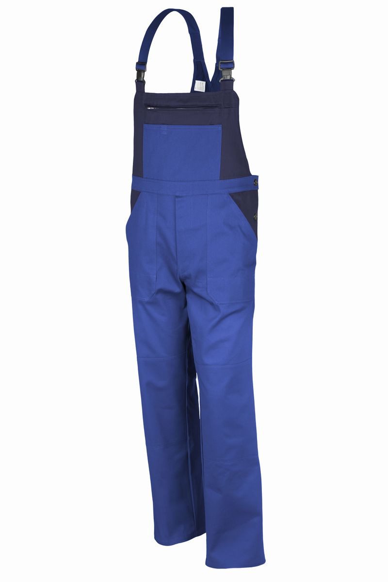 Qualitex Workwear Arbeitslatzhose basic 2-farbiger Blaumann BW 240 aus faserverstätkter Baumwolle (1-tlg) Latzhose mit 7 Taschen - Strapazierfähig - Pflegeleicht - Waschbar