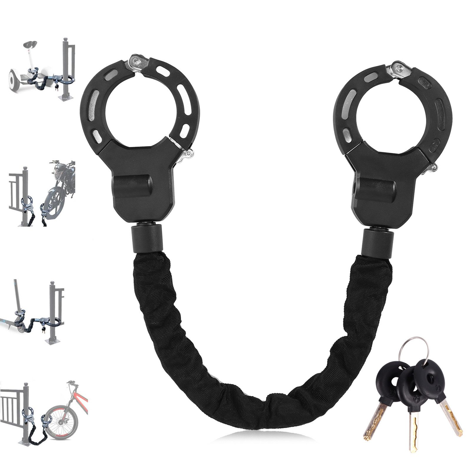 BlingBin Kabelschloss E Scooter Schloss, Handschellenschloss mit Schlüssel, Fahrradschloss (Roller-Schlösser, 1-tlg., 90 cm, Diebstahlschutz, Fahrrad-Kettenschloss), für Segway, Ninebot, Xiaomi, Rasierer und Fahrradschloss, Kabelzubehör