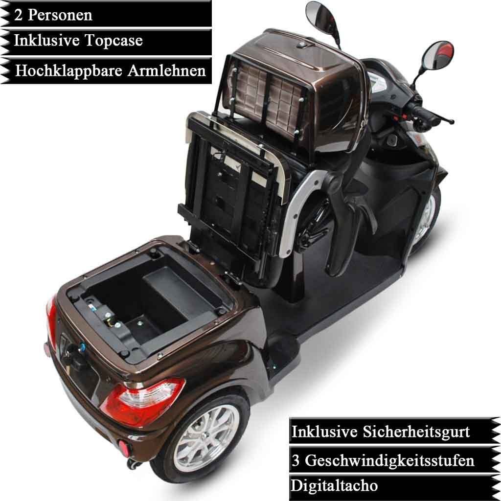 1000,00 km/h, ECO Akku ENGEL 25,00 503 W, ECO Seniorenmobil, mit Topcase Braun ENGEL Li-Io Elektromobil inkl. 20 Ah