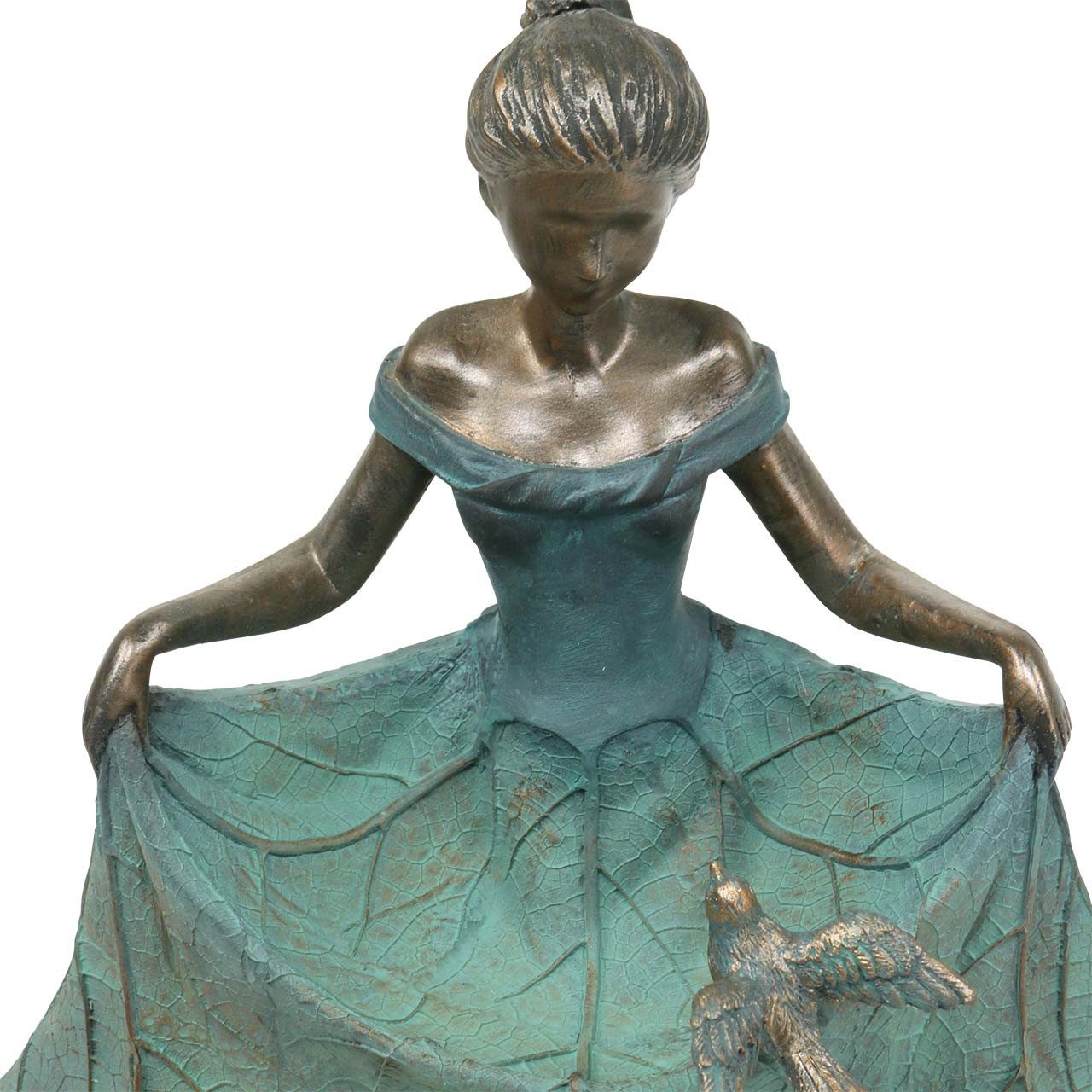 Viana Dekofigur Vogeltränke Gartenfigur Mädchen Blütenkleid Deko Polyresin