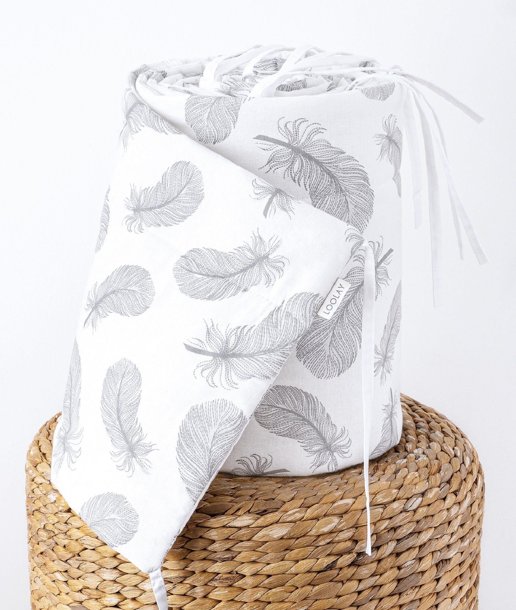 Loolay Bettnestchen GRAU WEIß Baumwolle BETTUMRANDUNG Babybett 420, 360, 21 günstig online kaufen