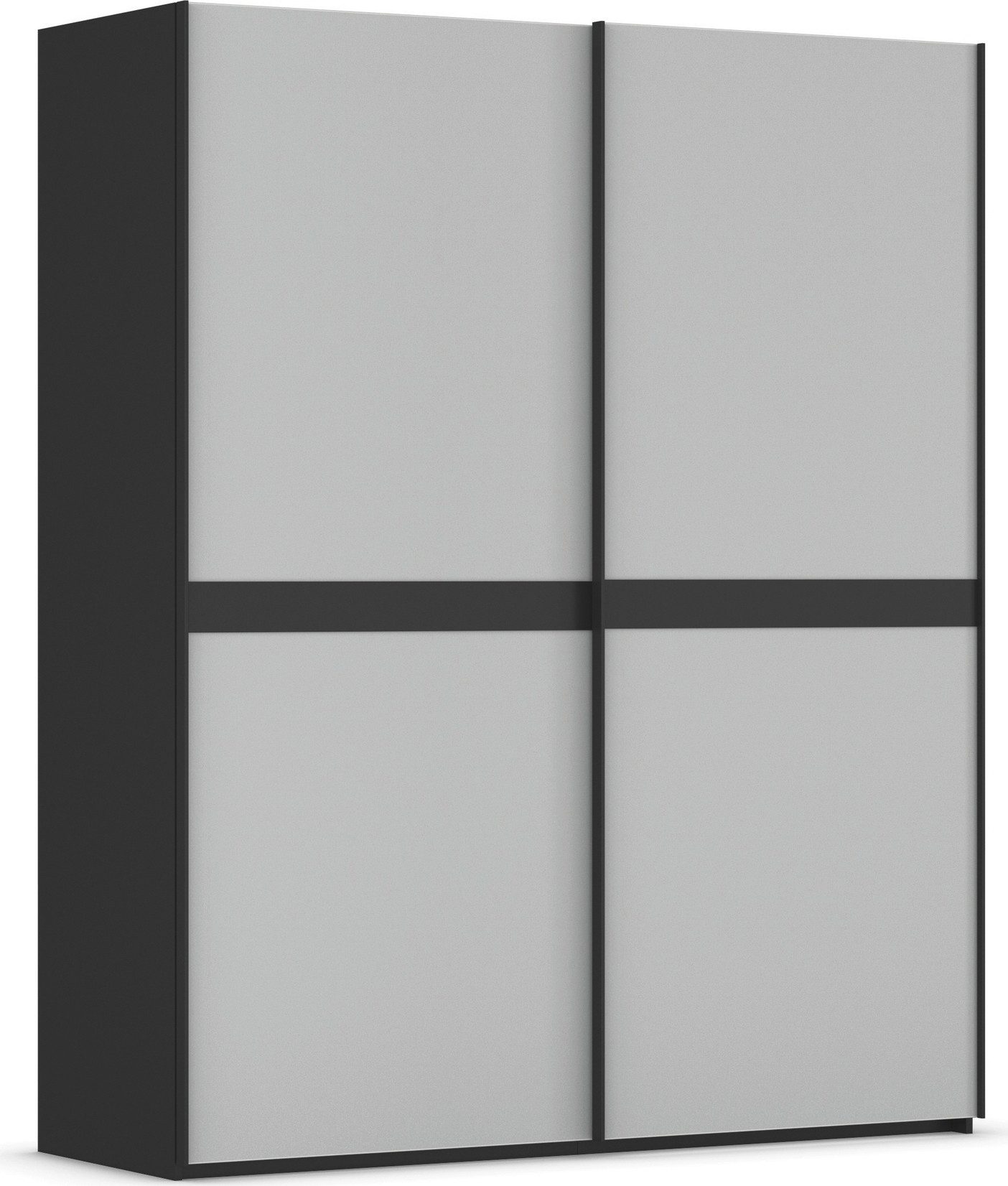 rauch Schwebetürenschrank Kleiderschrank Schrank Garderobe Schlafzimmerschrank SCALE-LINE edle Optik mit Bauchbinde in Korpusfarbe mit Glasfront MADE IN GERMANY