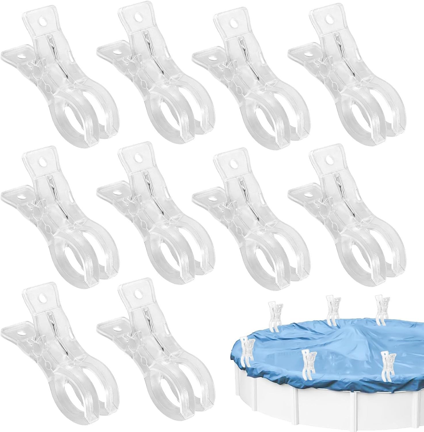FELIXLEO Bodenschutzplane 10 Stück Poolabdeckung Klammern Federzwingen Transparent (1-St)