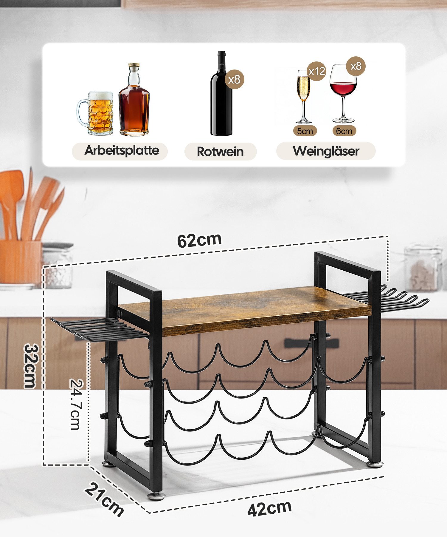 Yorbay Weinregal für Arbeitsplatte,Weinständer aus Holz günstig online kaufen