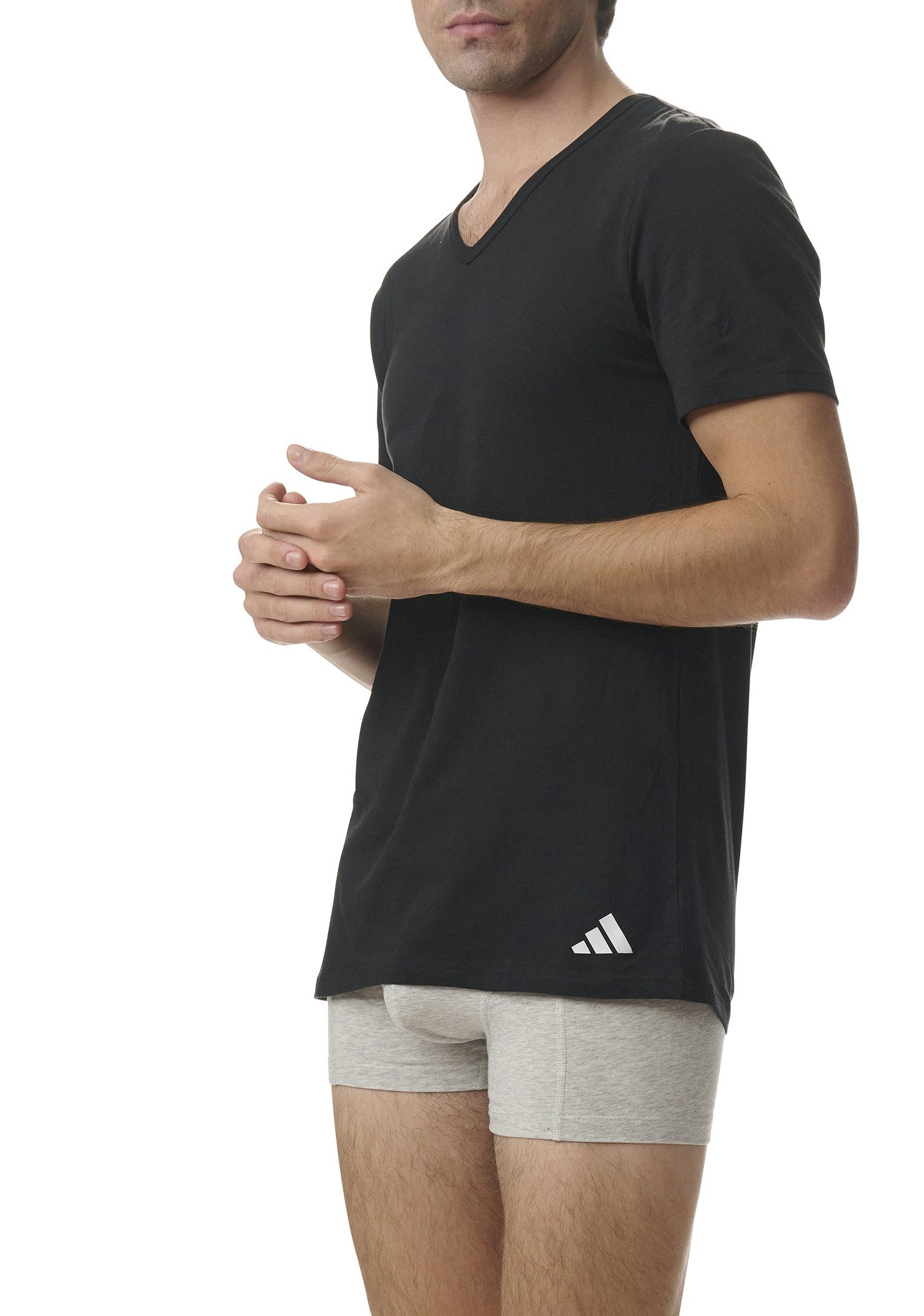 adidas Sportswear T-Shirt Active Flex Cotton (2er Pack) V-Ausschnitt, Kurzarm, bequem, elastisch
