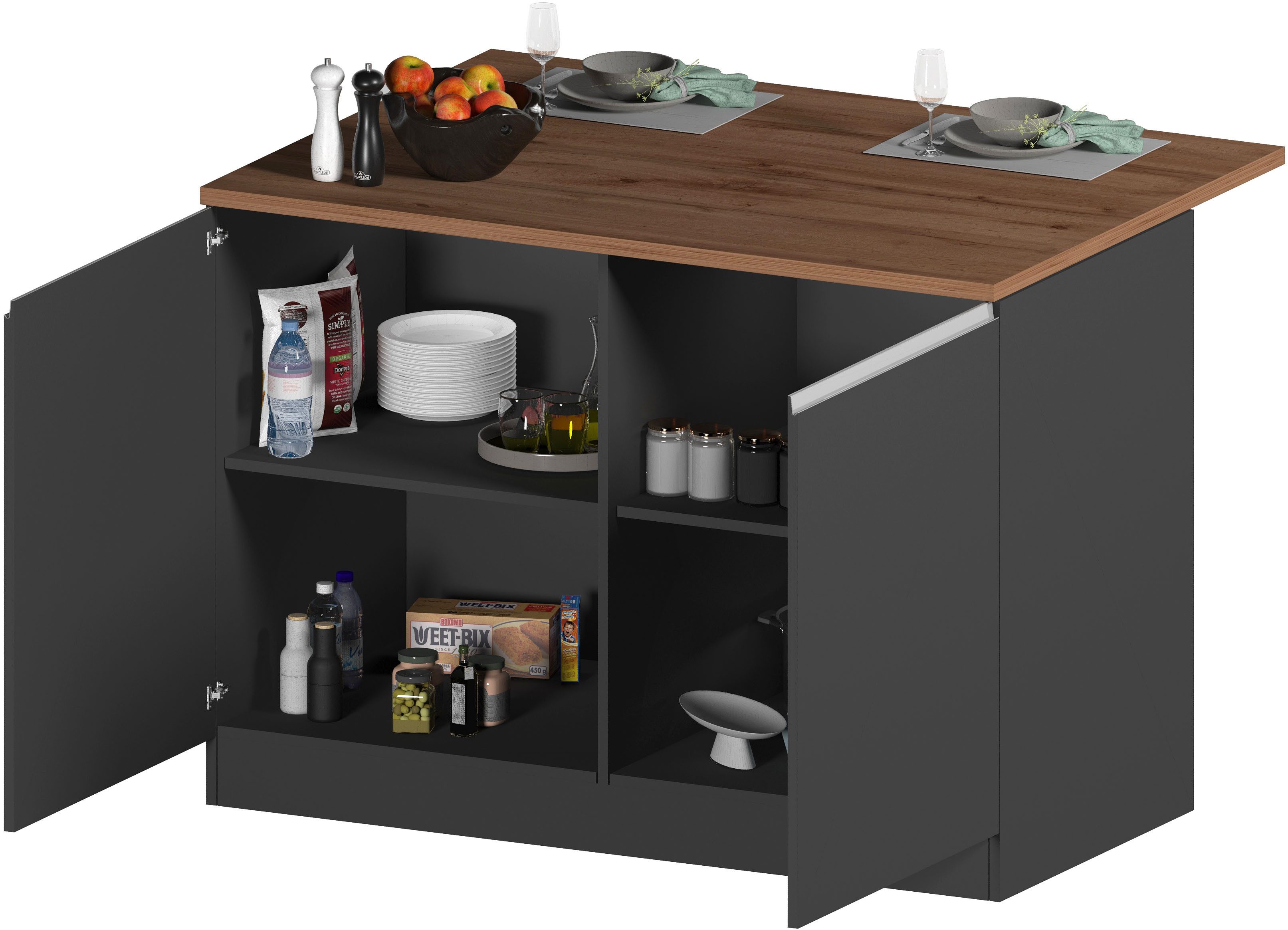 KOCHSTATION Kücheninsel KS-Sole, Breite 125 cm, mit 2 Türen