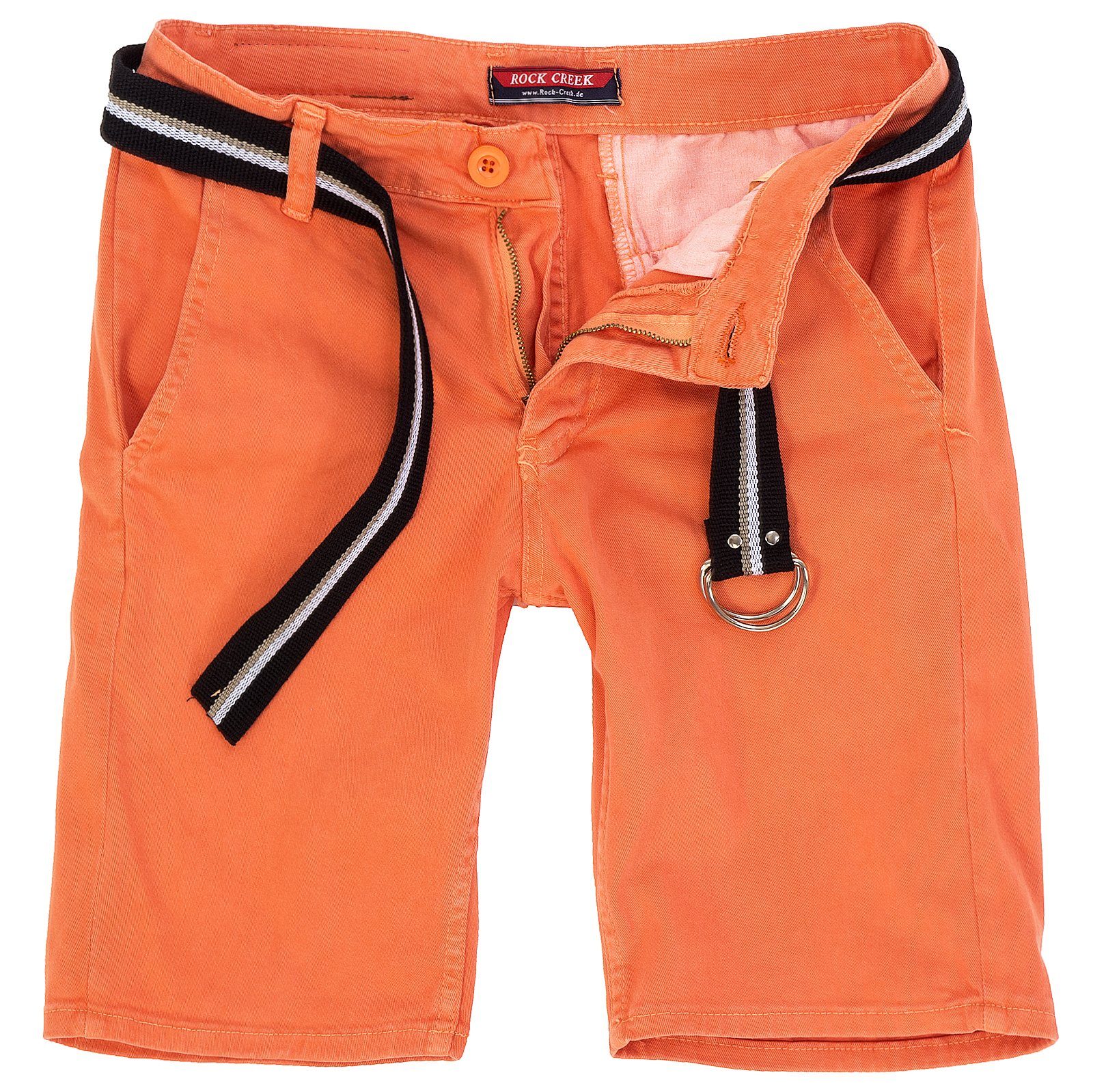 Rock Creek Chinoshorts Herren Chino Shorts mit Gürtel RC-2133 Orange