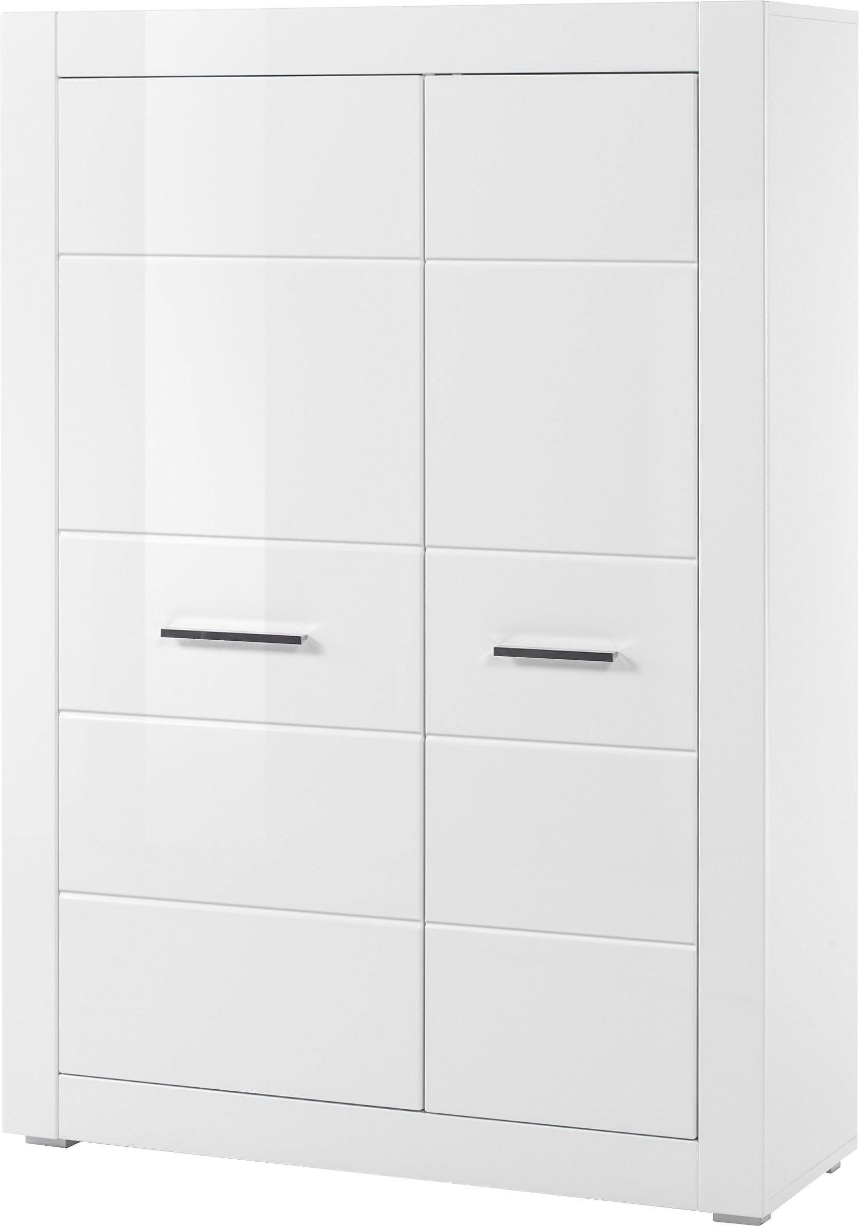 Home affaire Mehrzweckschrank Bianco, moderner Schrank, Wohnzimmerschrank in Weiß Hochglanz silberne Metallgriffe, universal einsetzbar, ausreichend Stauraum – Bild 2 von 5