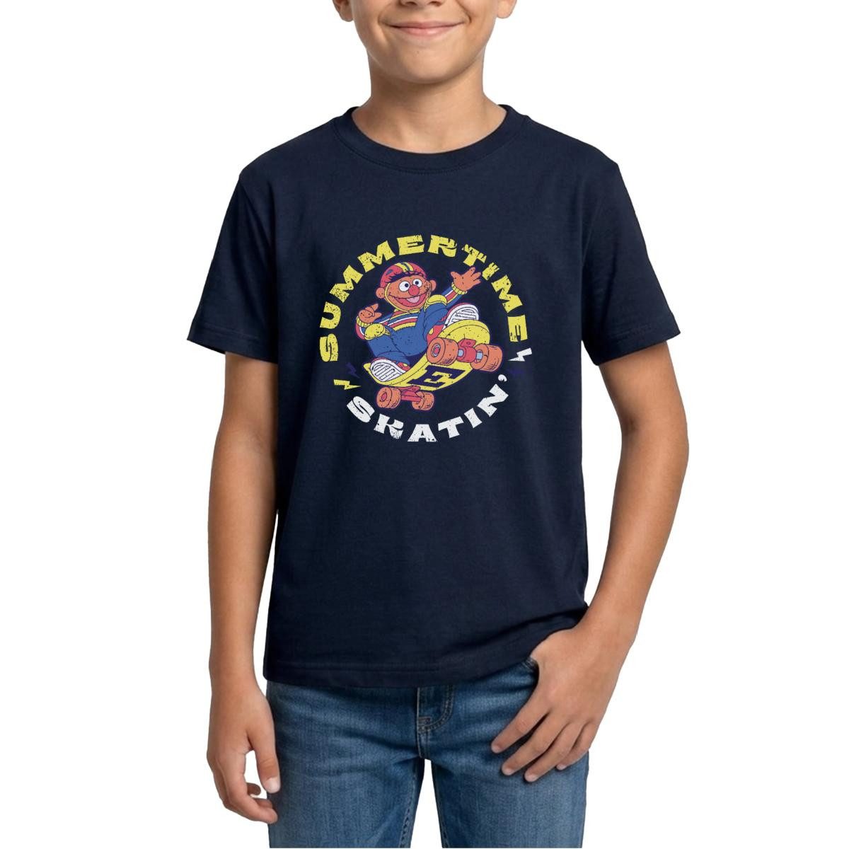 Spreadshirt T-Shirt Sesamstraße Ernie Summer Time Skatin' Skate Design Teenager T-Shirt (1-tlg)