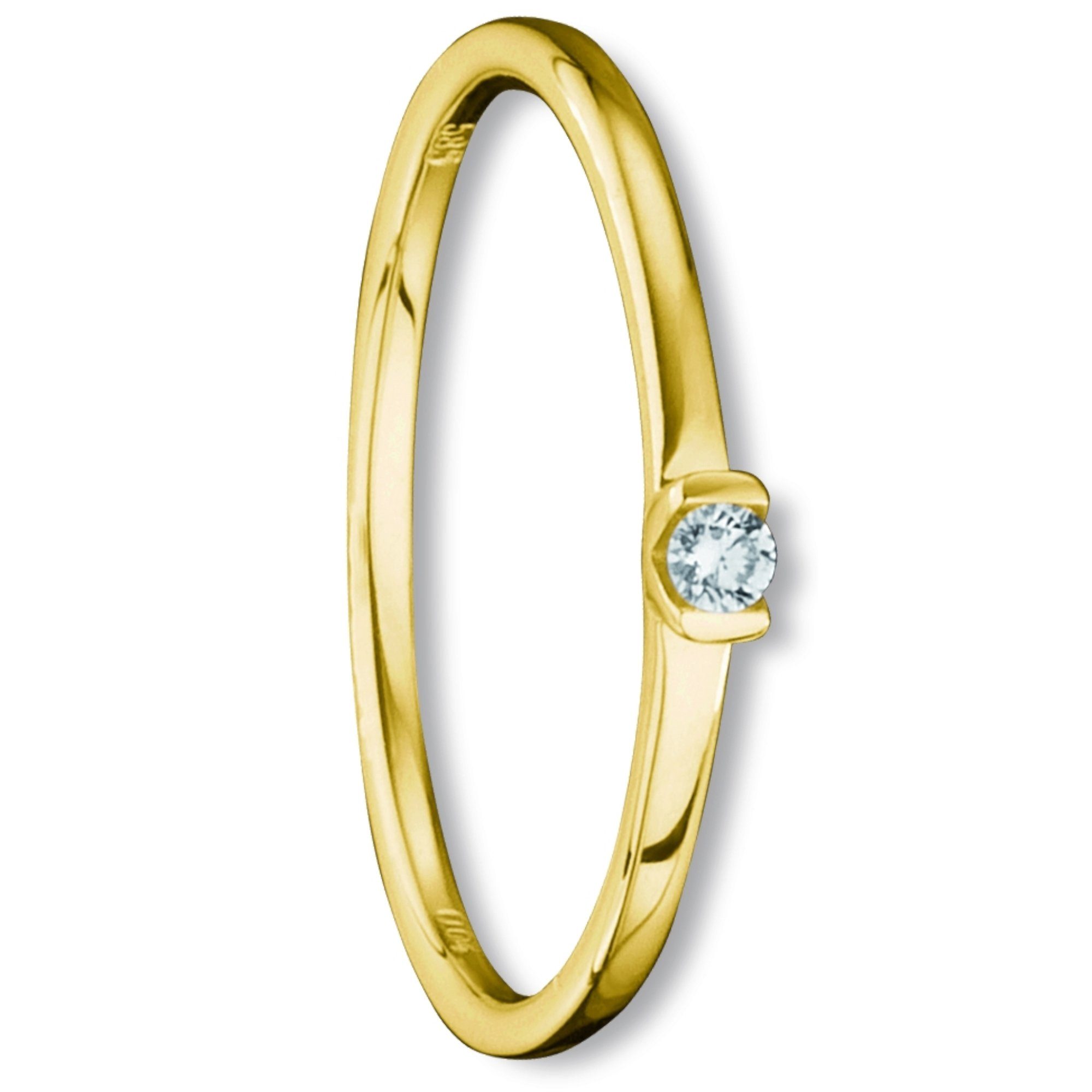 Diamant 0.04 aus Damen Gold ct Brillant Diamantring Schmuck ELEMENT Gelbgold, ONE Ring 585