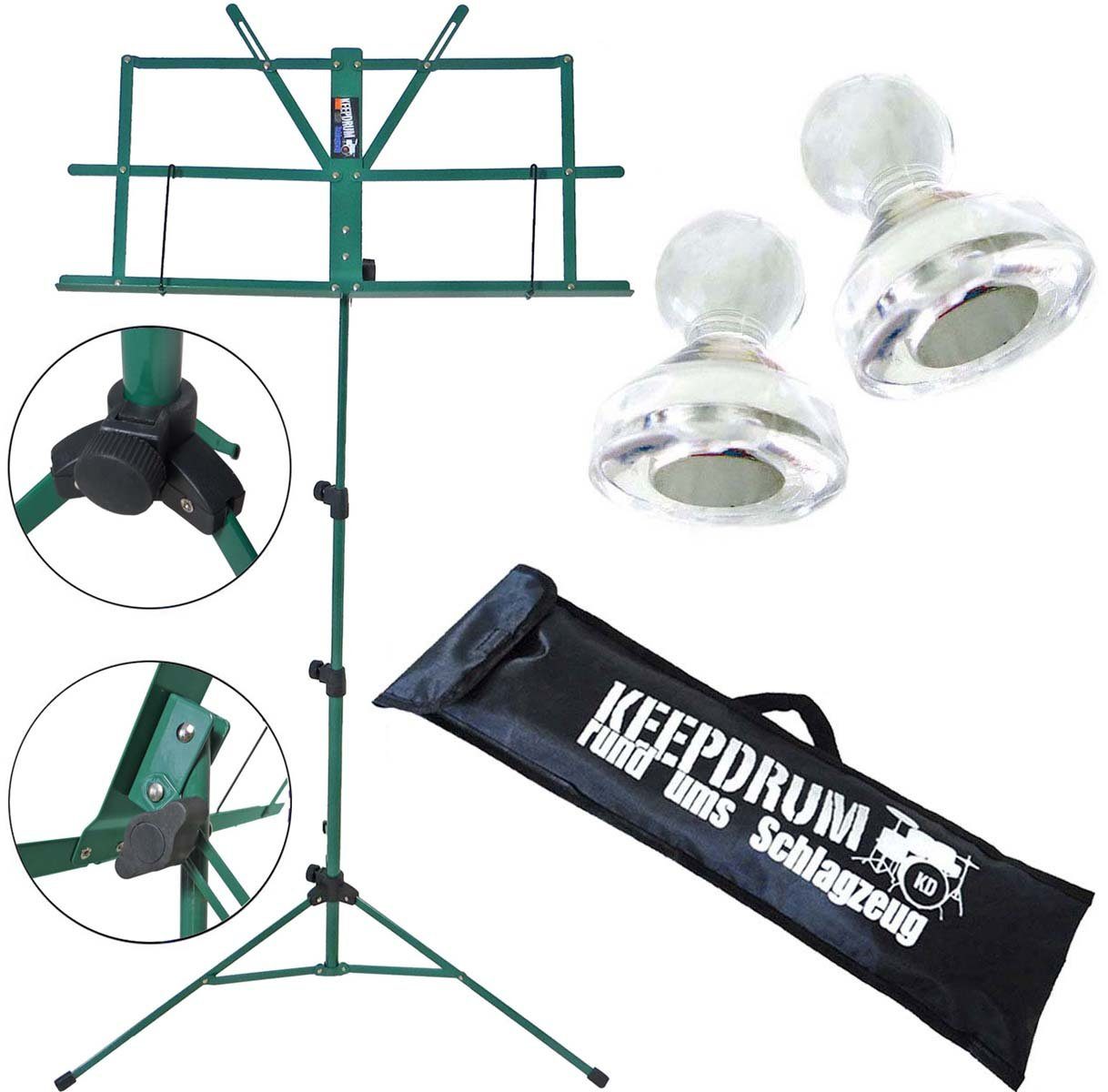 Notenpult keepdrum MUS2GR Notenständer Grün mit 10 Magnete