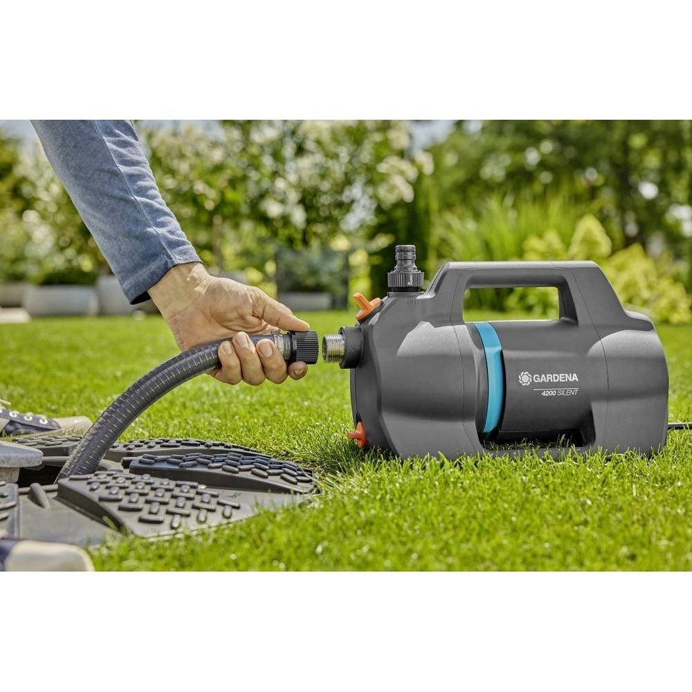 GARDENA Gartenpumpe 4200 Silent Set - Gartenpumpe - dunkelgrau/türkis (Set)
