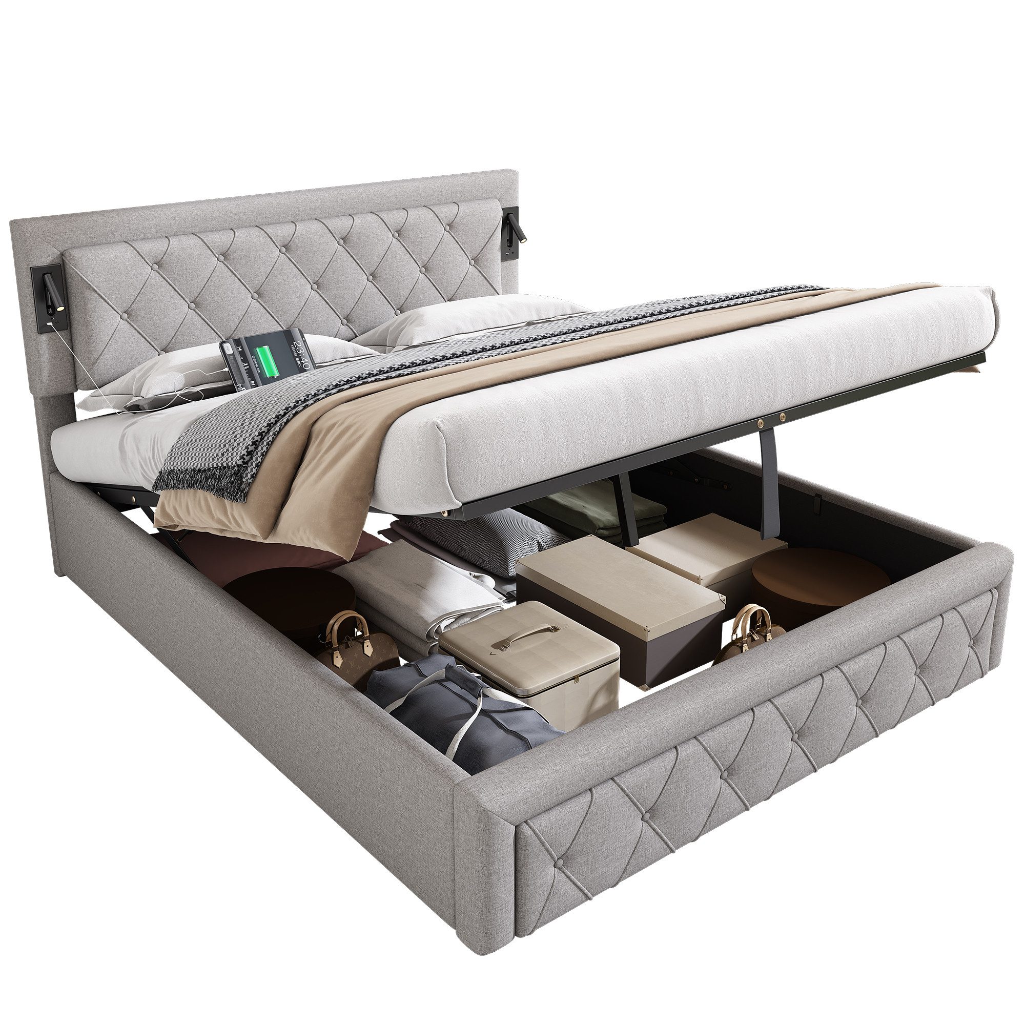 Ulife Boxspringbett Polsterbett mit USB-Schnittstelle und günstig online kaufen