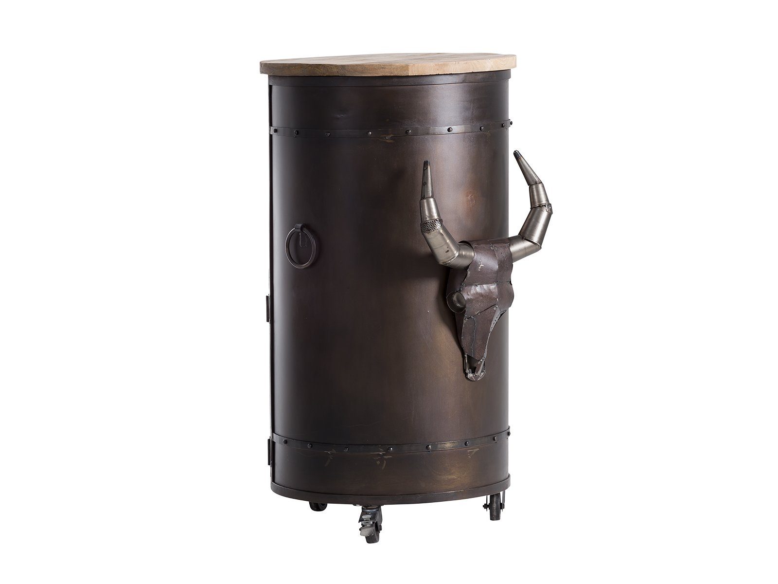 massivum Weinregal Yorkshire Stehtisch - Unikat Bartisch mit Flaschenregal