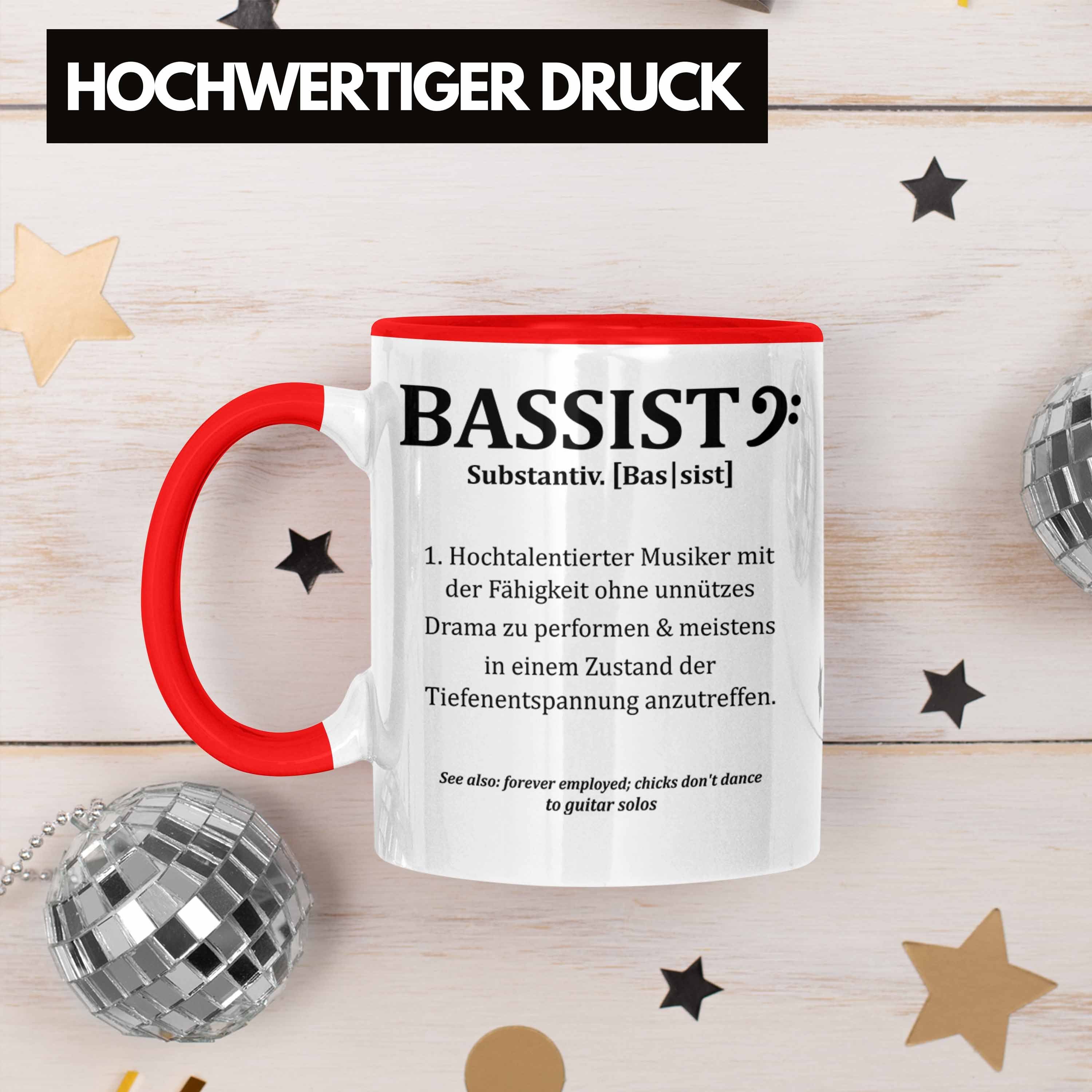 Rot Bassist Geschenkidee Kaffee-Becher Geschenk Bass-Spieler Bassist Tasse Trendation Tasse