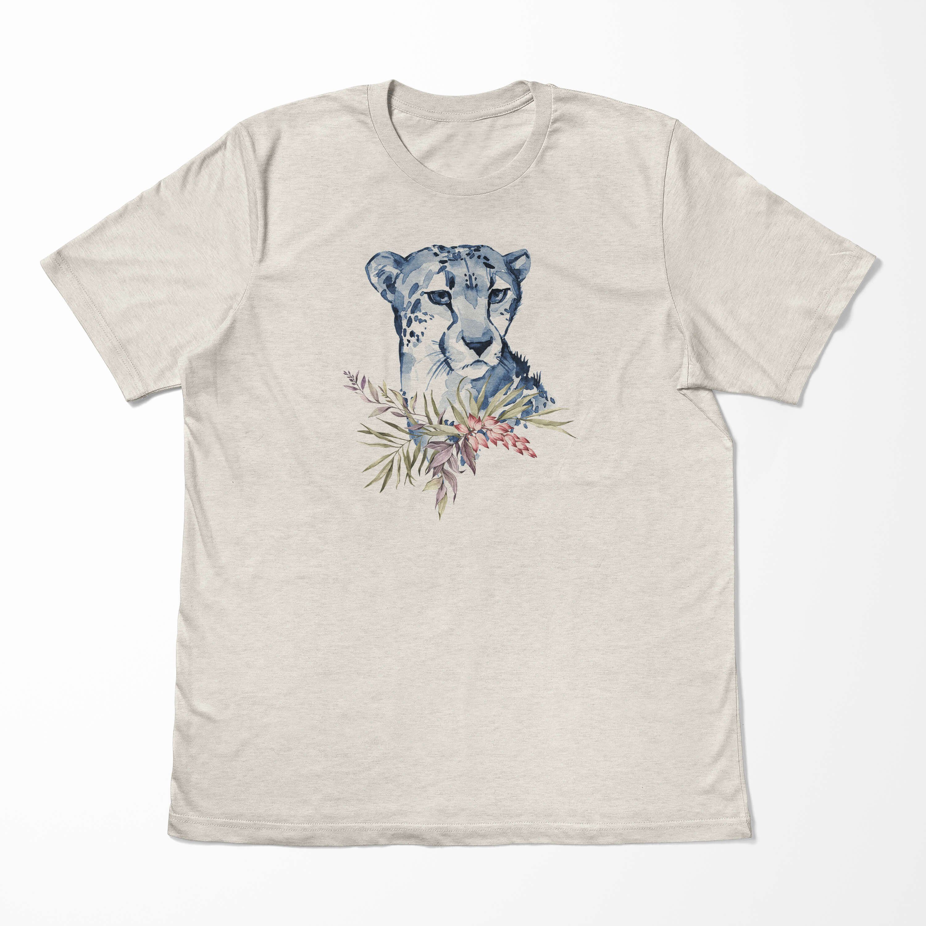 T-Shirt Ökomode (1-tlg) aus Motiv Nachhaltig 100% Aquarell Herren Sinus Gepard gekämmte Bio-Baumwolle erneu Art T-Shirt Shirt
