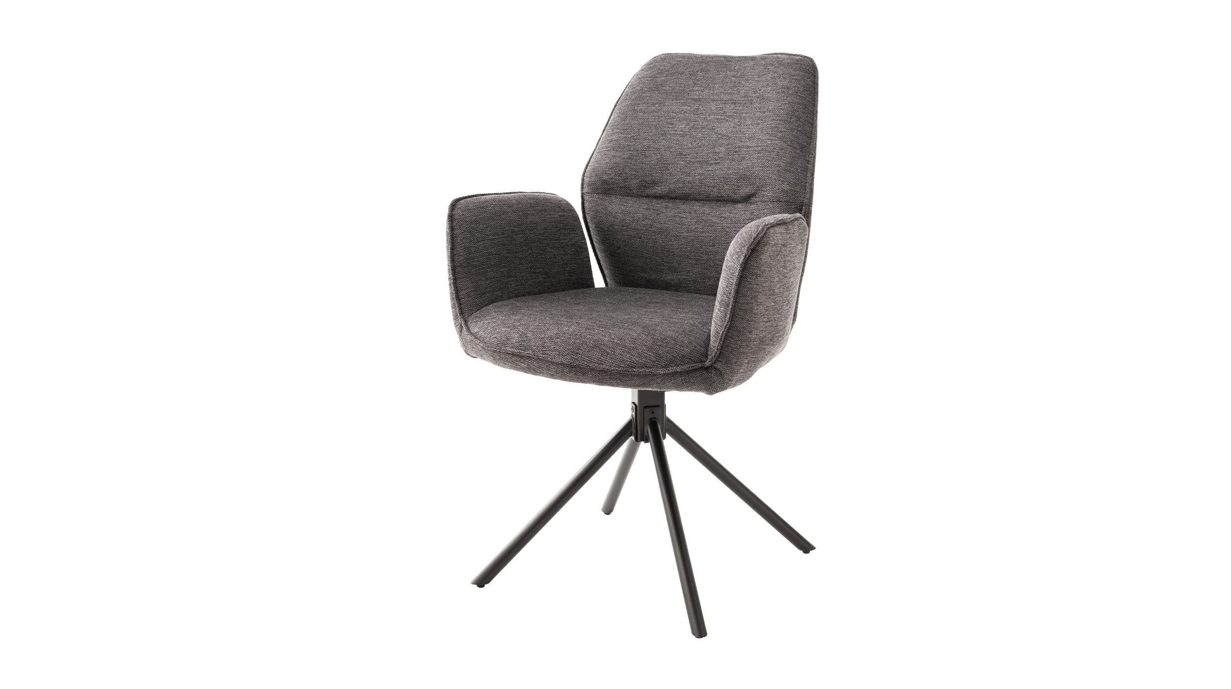 Massivart® Polsterstuhl drehbar, Esszimmerstuhl, Chenille-Optik, Armlehne, »Greyton«, gepolsterte Armlehnen · Metallgestell schwarz matt · mit Nivellierung