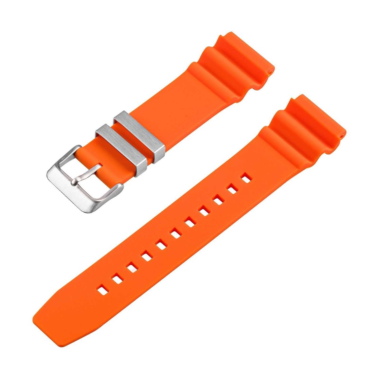 Tauchmeister Uhrenarmband PU-Armband Ersatzband orange mit Dornschließe 22 mm
