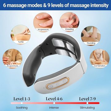 autolock Nacken-Massagegerät Nackenmassagegerät Intelligentes mit Wärme 6 Modi, 9 Intensitätsstufen Tragbares Nacken-Massagegerät für Nacken