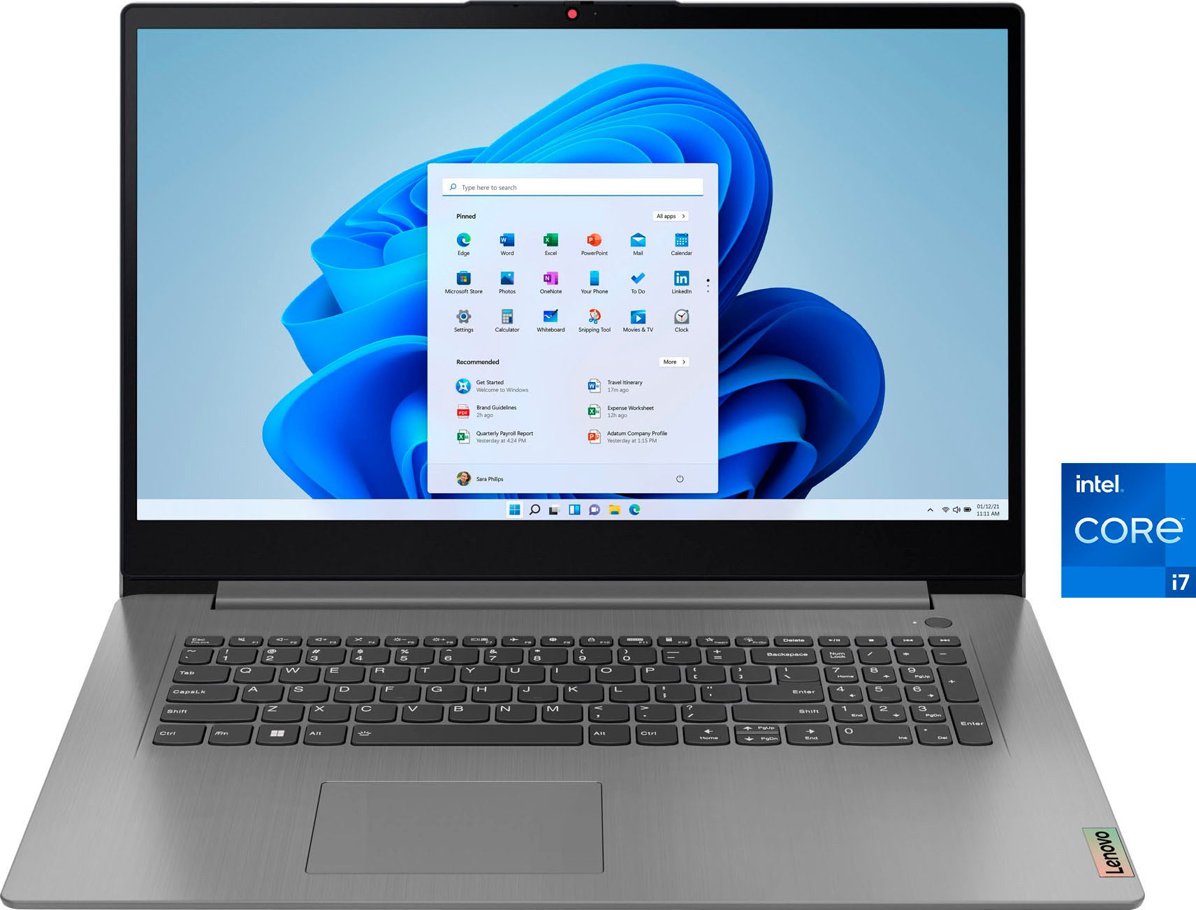 Lenovo IdeaPad 3 17IAU7 Notebook 43 94 cm 17 3 Zoll Intel Core i7 1255U Iris Xe Graphics 1000 GB SSD