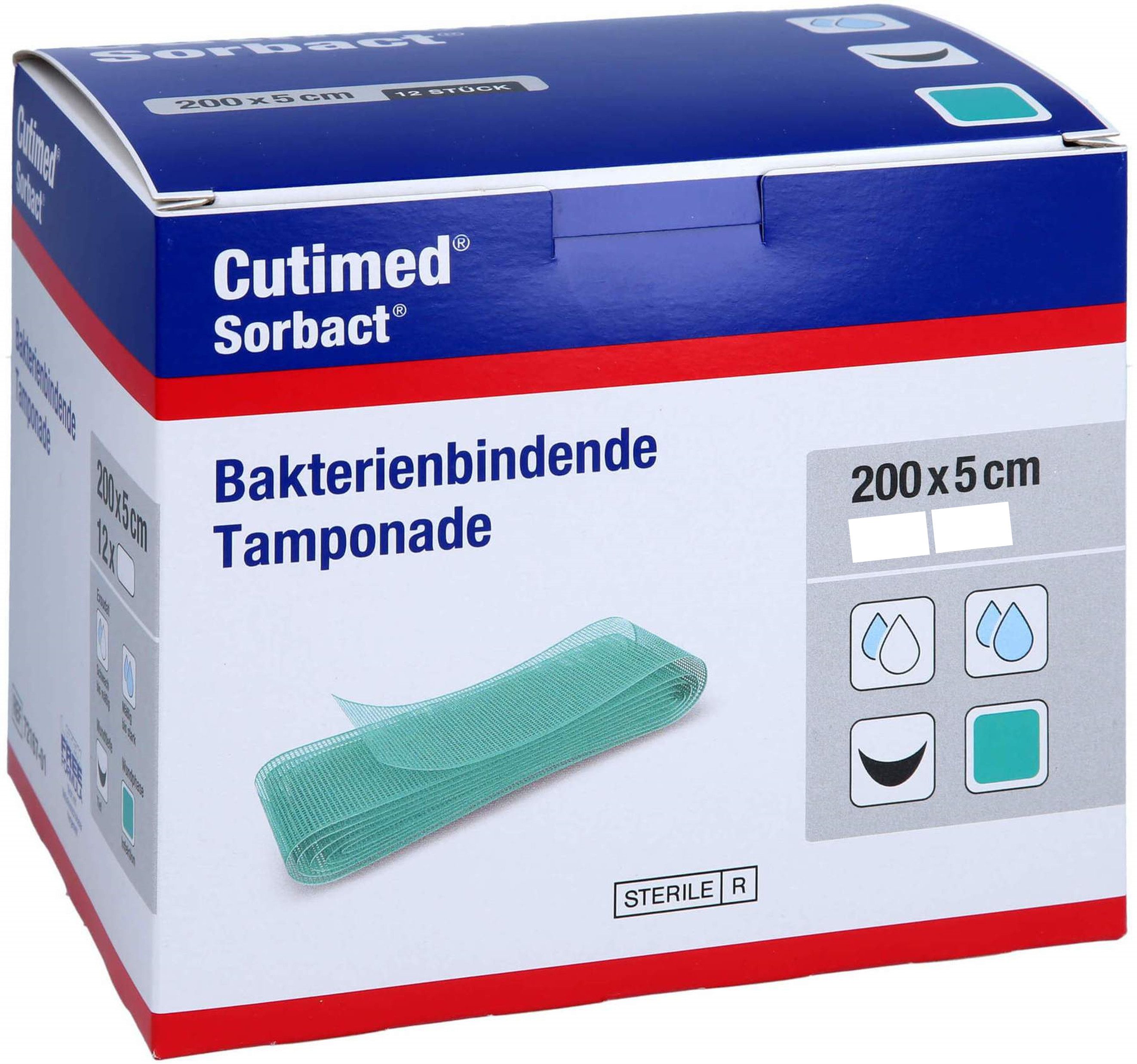 BSN medical GmbH Wundpflaster CUTIMED Sorbact Tamponaden 5x200 cm (Spar Set, 10 St., Infektionsschutz Wundbehandlung), Hautfreundliche Wundversorgung