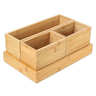 Schramm Aufbewahrungsbox Schramm® 4-tlg. Set Aufbewahrungsboxen aus Bambus verschiedene Größen Ordnungsbox Organizer Set Schubladen Ordnungssystem