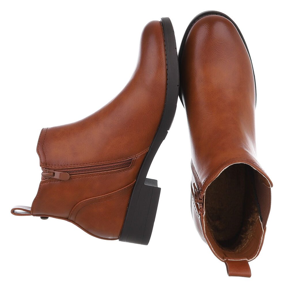 Ital-Design Elegante Chelsea-Boots für Damen mit modernen Details Stiefelette (90851856) Blockabsatz Chelsea Boots in Camel
