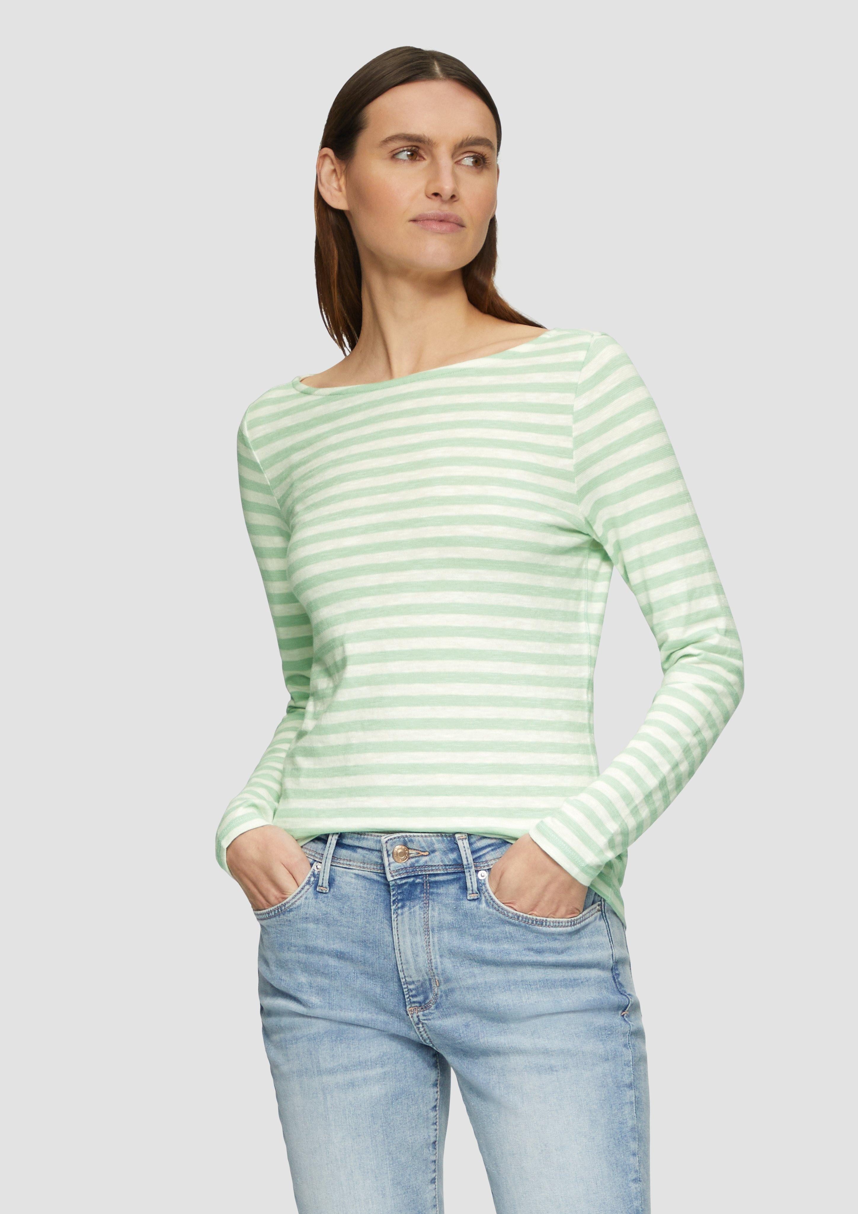 s.Oliver Langarmshirt Geringeltes Langarmshirt aus Flammgarn günstig online kaufen