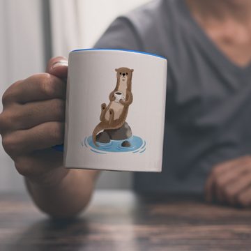 speecheese Tasse Otter Kaffeebecher in hellblau mit niedlichem Fischotter